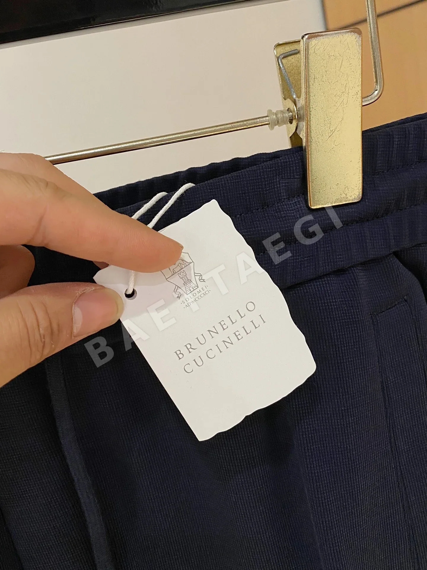 브루넬로쿠치넬리 에어리 라이스그레인 체크 린넨 남성 바지 상세 이미지 6