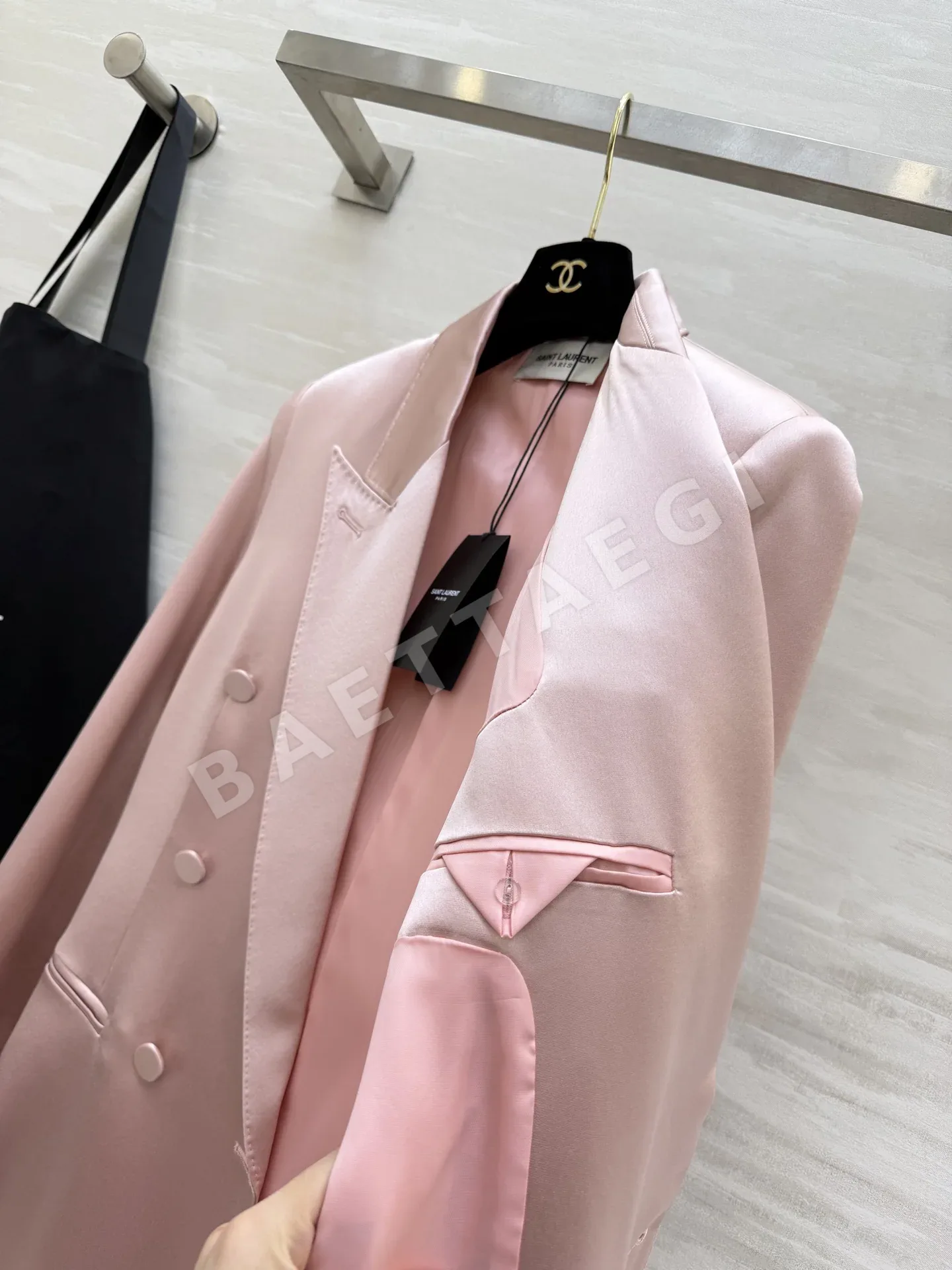생로랑 아세테이트 새틴 더블브레스트 자켓 상세 이미지 8