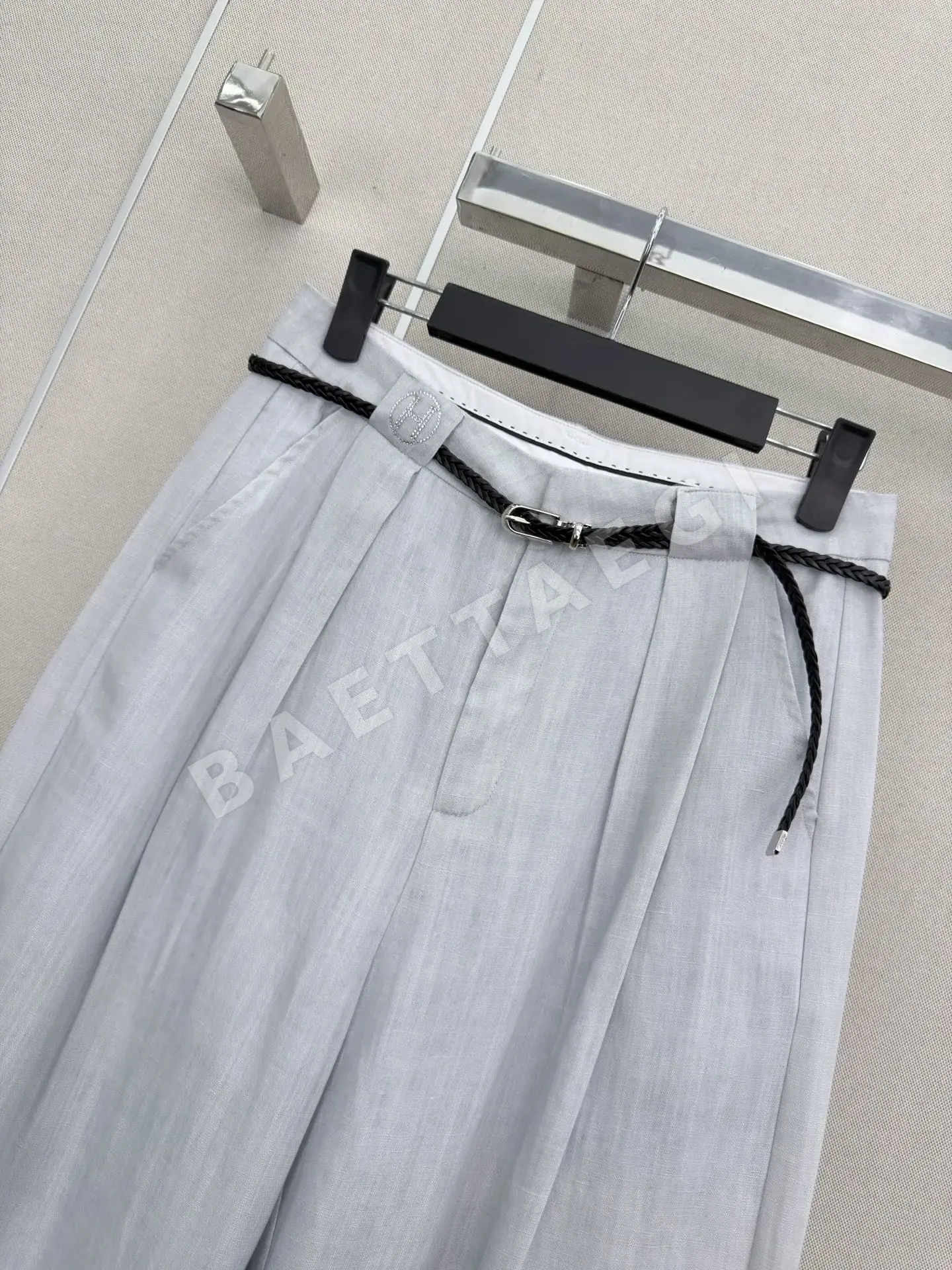 에르메스 린넨 와이드 레그 여성 바지 상세 이미지 2