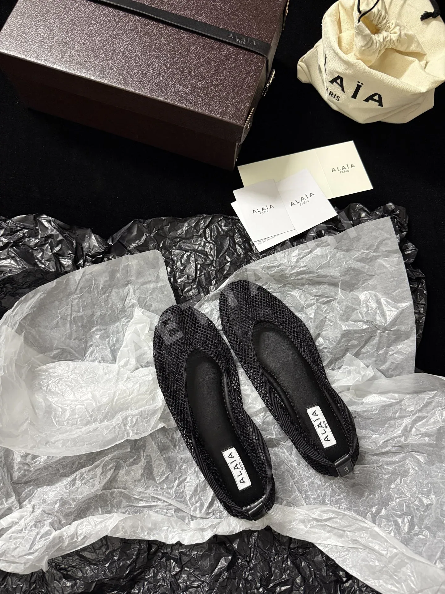 알라이아 메시 소가죽 여성 신발 120986