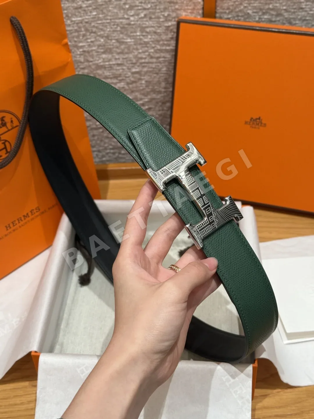 에르메스 홈 투아레그 양면 가죽 벨트 상세 이미지 4