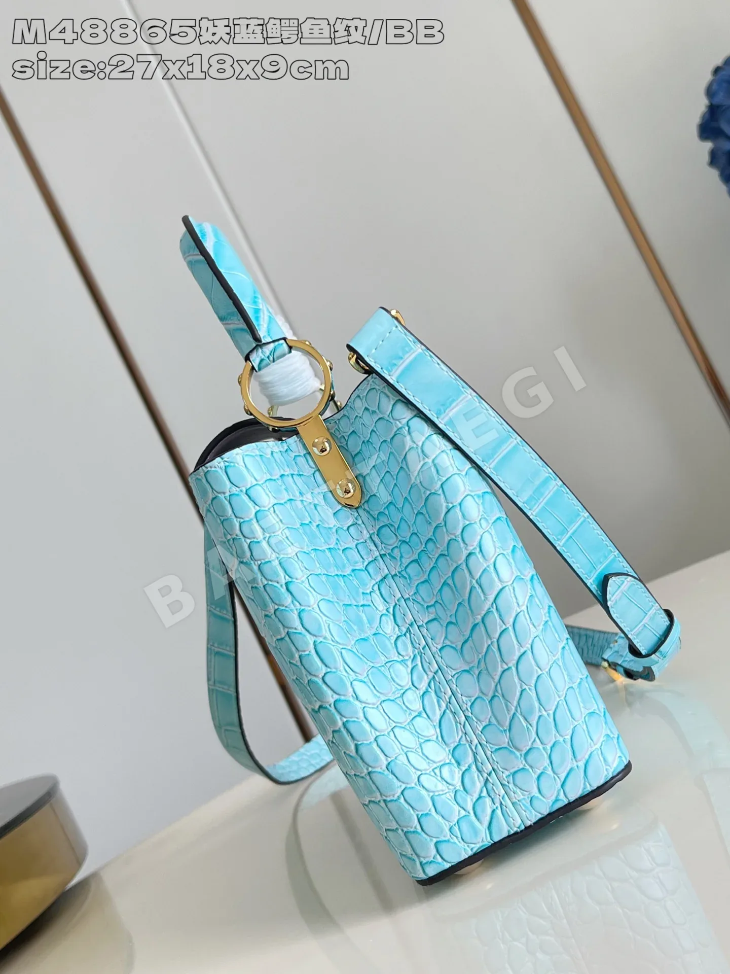 루이비통 M48865 블루 카푸신 핸드백 BB 스몰 상세 이미지 3