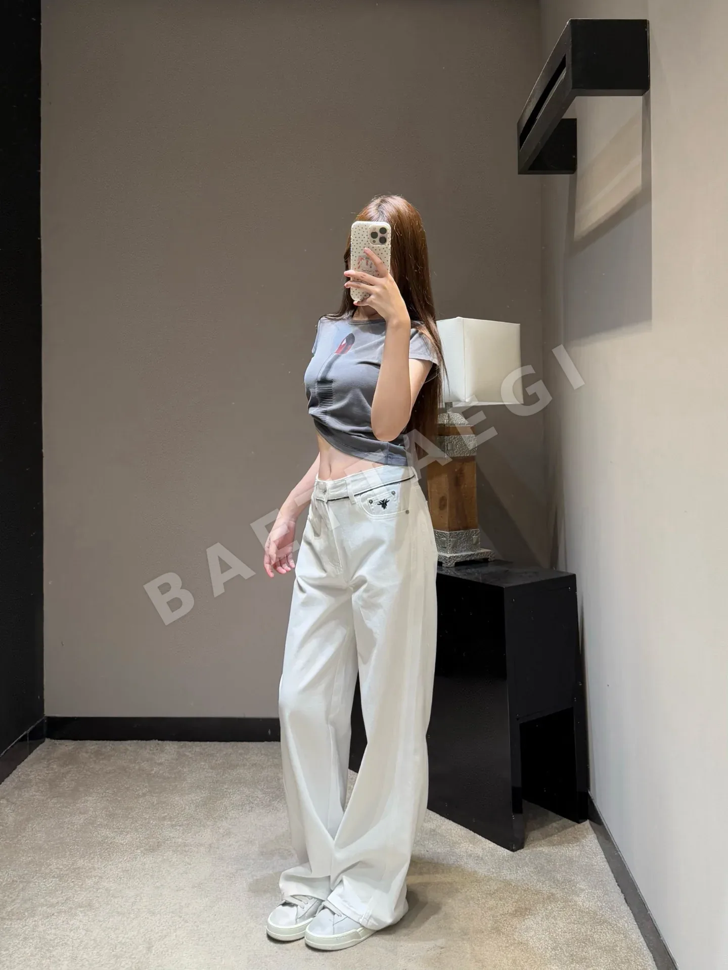 디올 와이드 레그 하이웨스트 데님 바지 상세 이미지 9