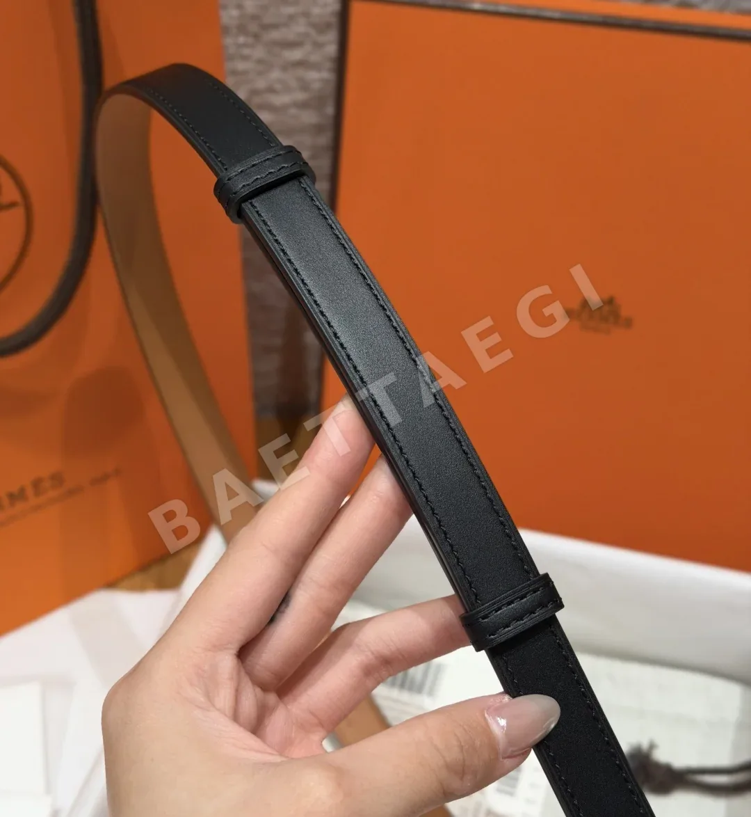 에르메스 켈리 팔라듐 버클 헌터 가죽 벨트 상세 이미지 9