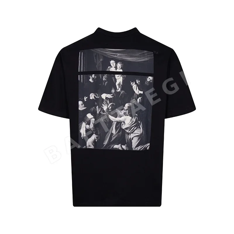 오프화이트 Caravaggio 프린트 남성 반팔티 OF 21