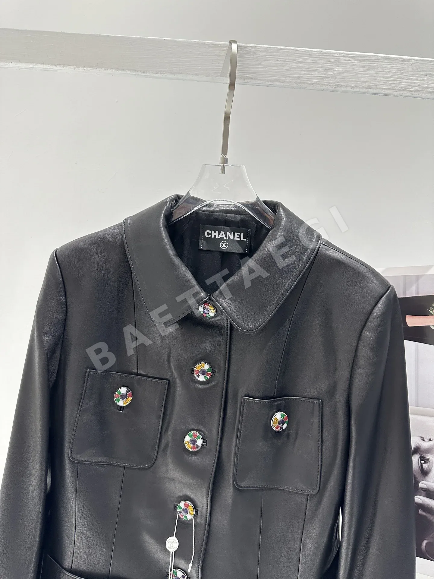 샤넬 램스킨 드롭 숄더 여성 자켓 상세 이미지 4