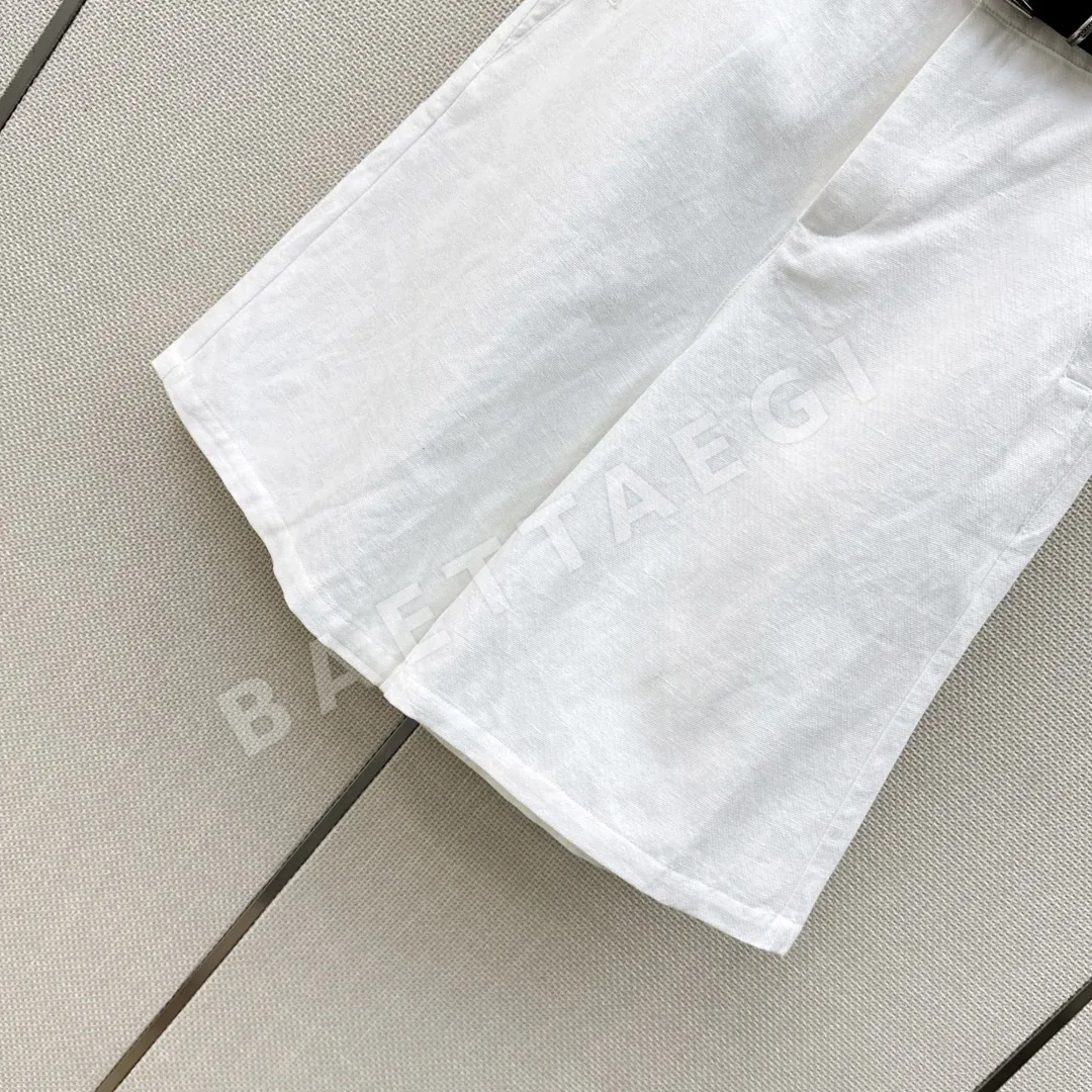 폴로 린넨 미들 길이 여성 반바지 벨트 디테일 상세 이미지 6