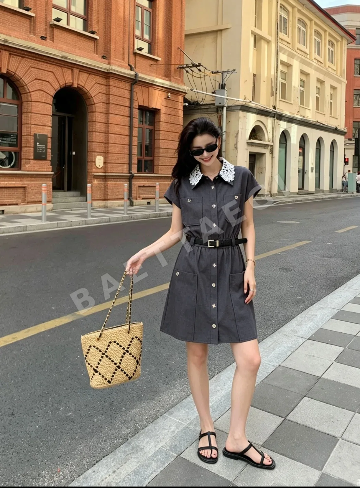 루이비통 레이스 크로셰 카라 원피스 상세 이미지 1