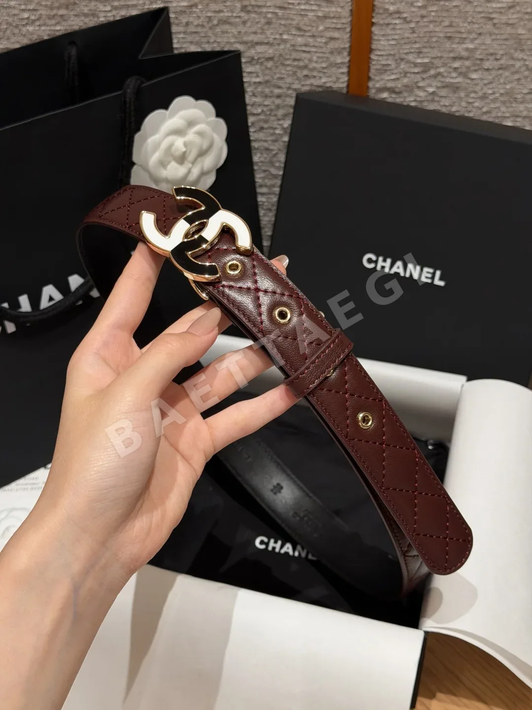 샤넬 다이아몬드 퀼팅 카프스킨 벨트 상세 이미지 4