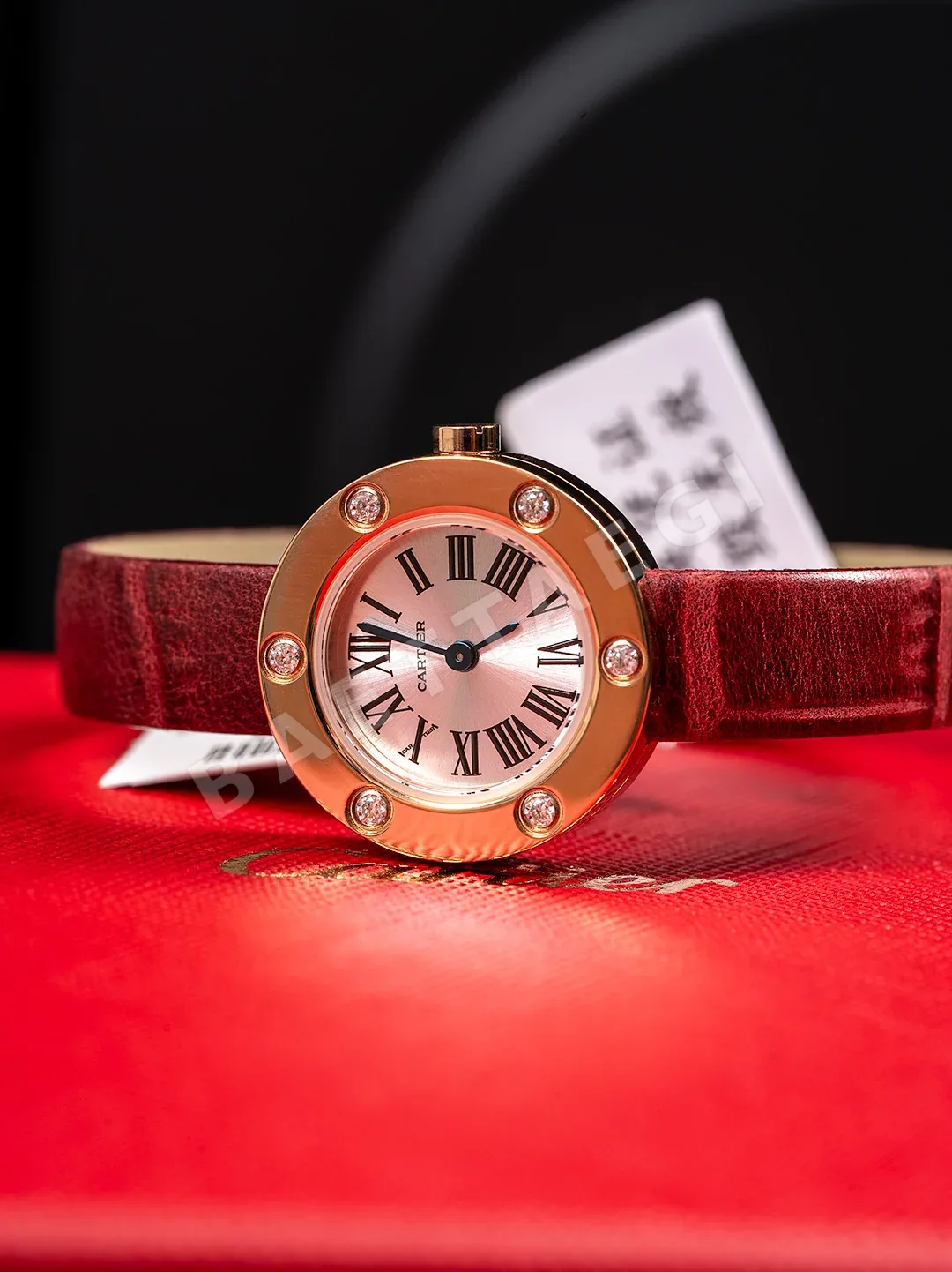 까르띠에 시계 쿼츠 무브먼트 다이아 로즈골드 블루 스틸밴드 가죽스트랩 레플리카 42876 Cartier 상세 이미지 5