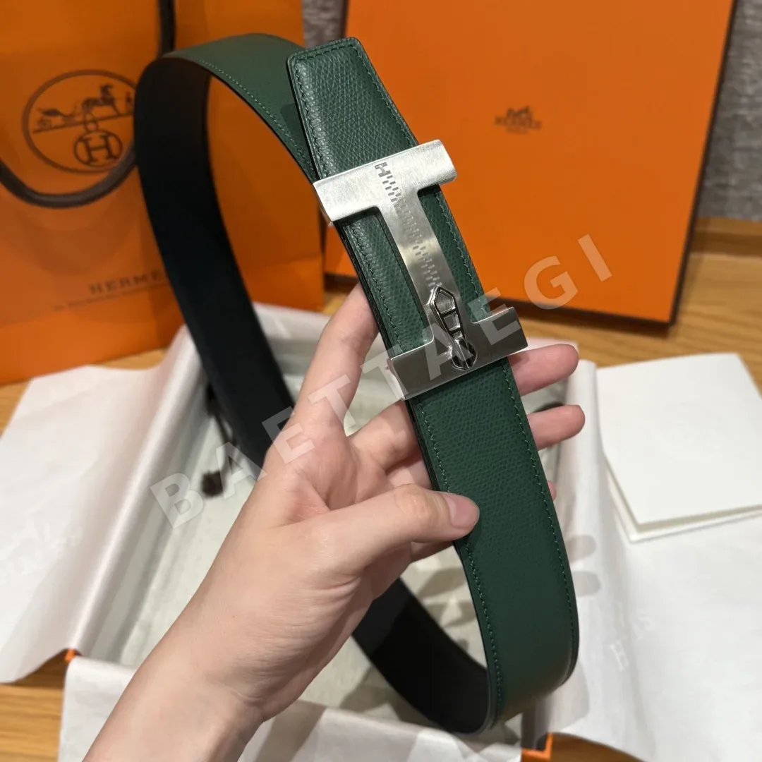 에르메스 H 버클 양면 가죽 벨트 상세 이미지 5