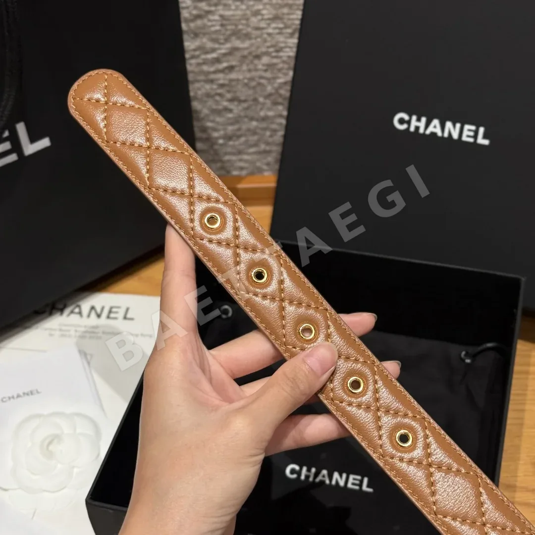 샤넬 다이아몬드 패턴 램스킨 더블 C 메탈 벨트 상세 이미지 7