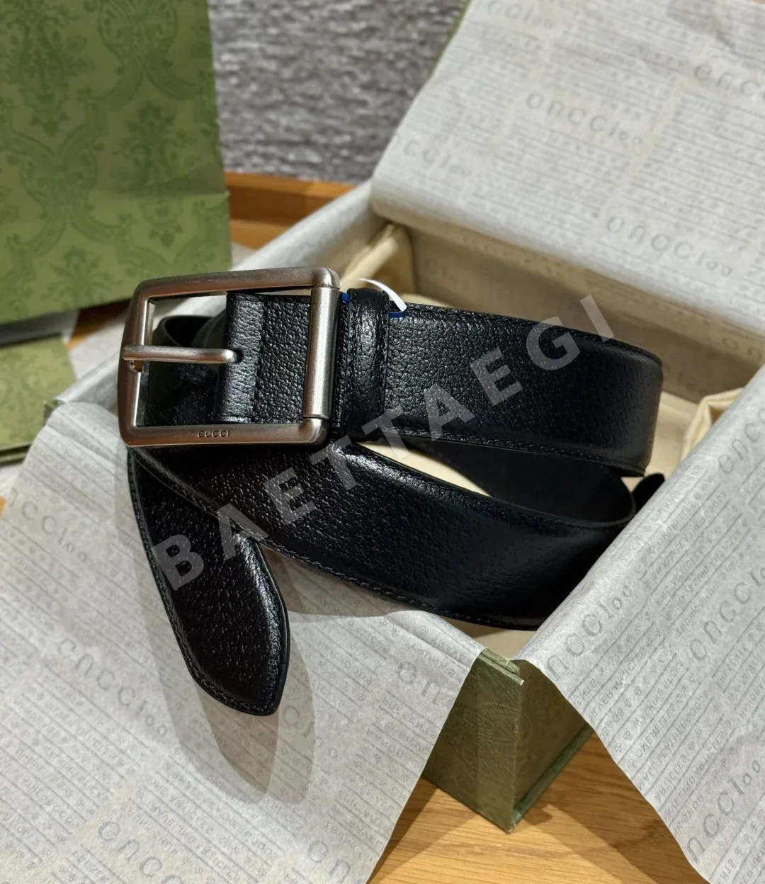 구찌 블랙 가죽 벨트 174760