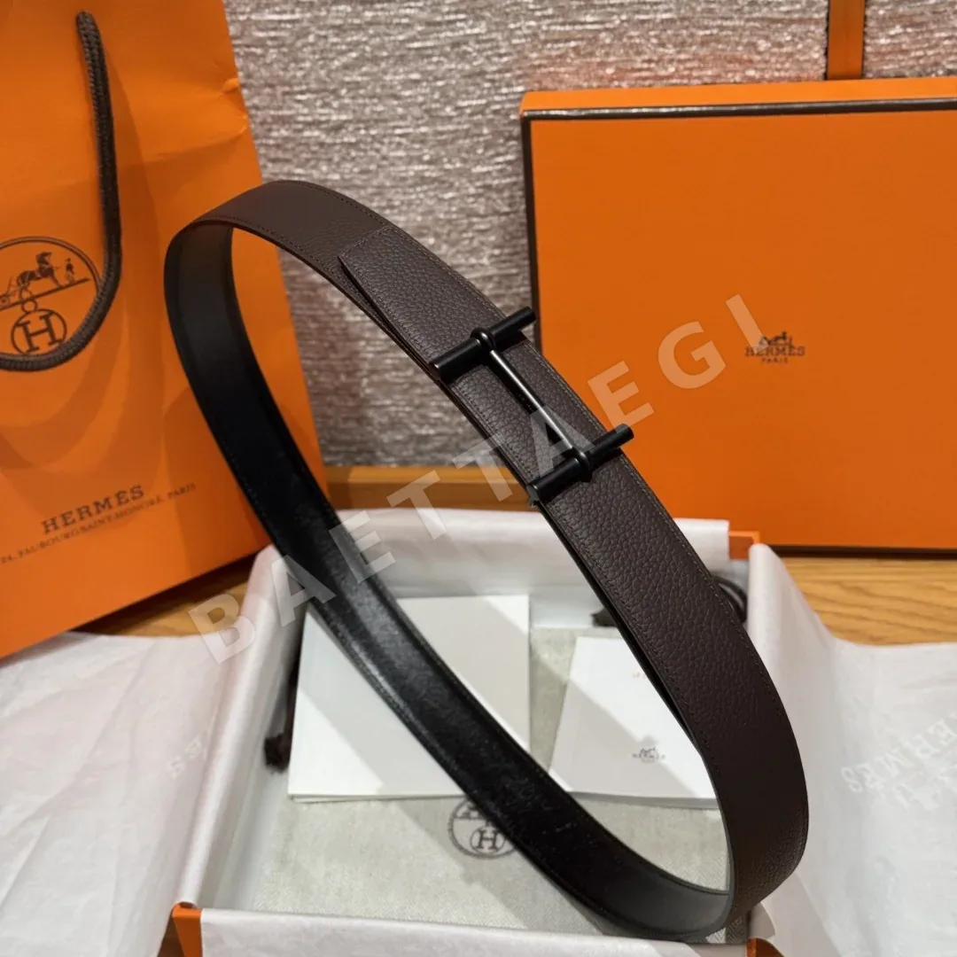 에르메스 리버시블 메탈 버클 양면 가죽 벨트 상세 이미지 3