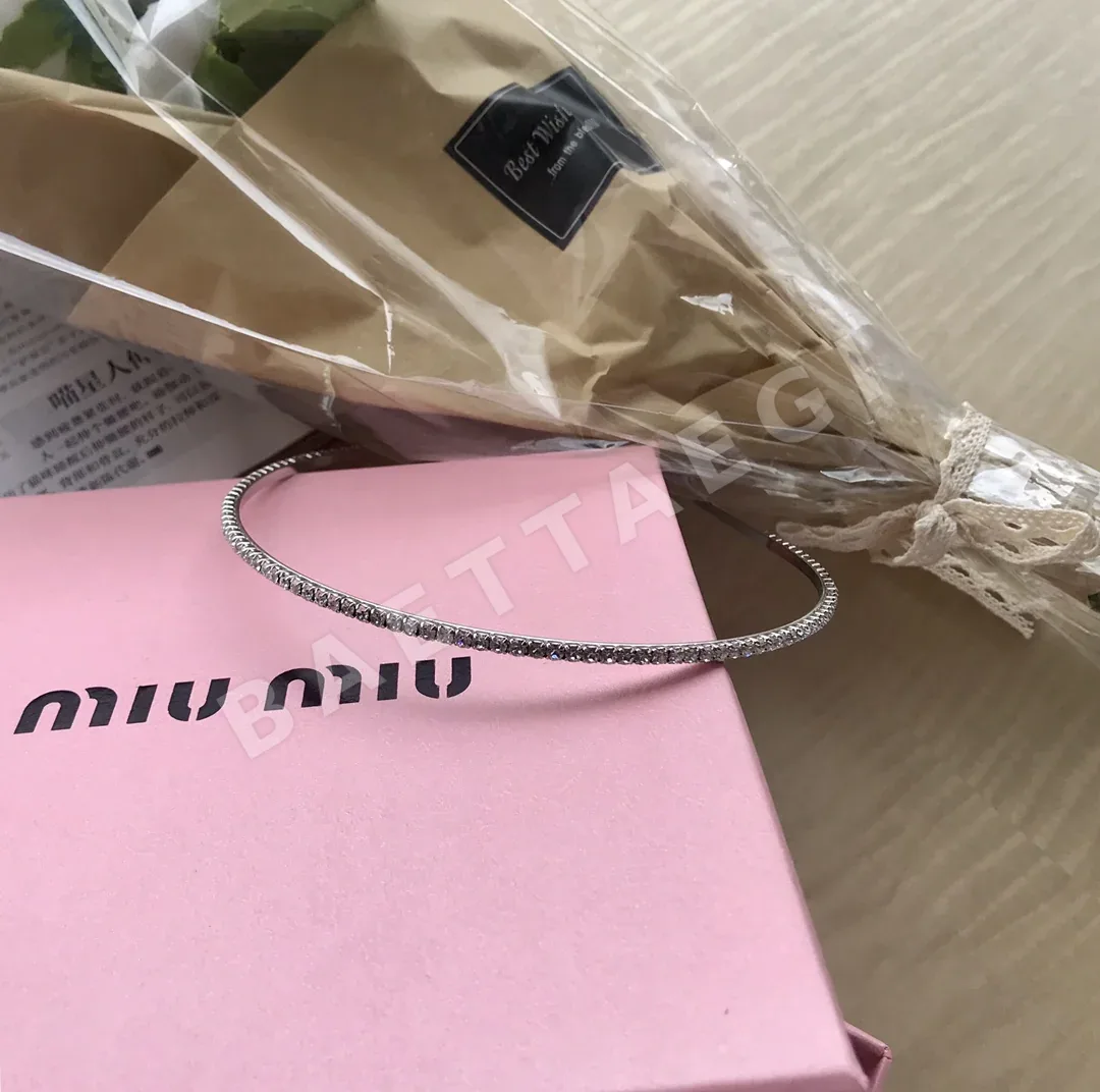 미우미우 크리스탈 라인스톤 헤어타이 상세 이미지 4