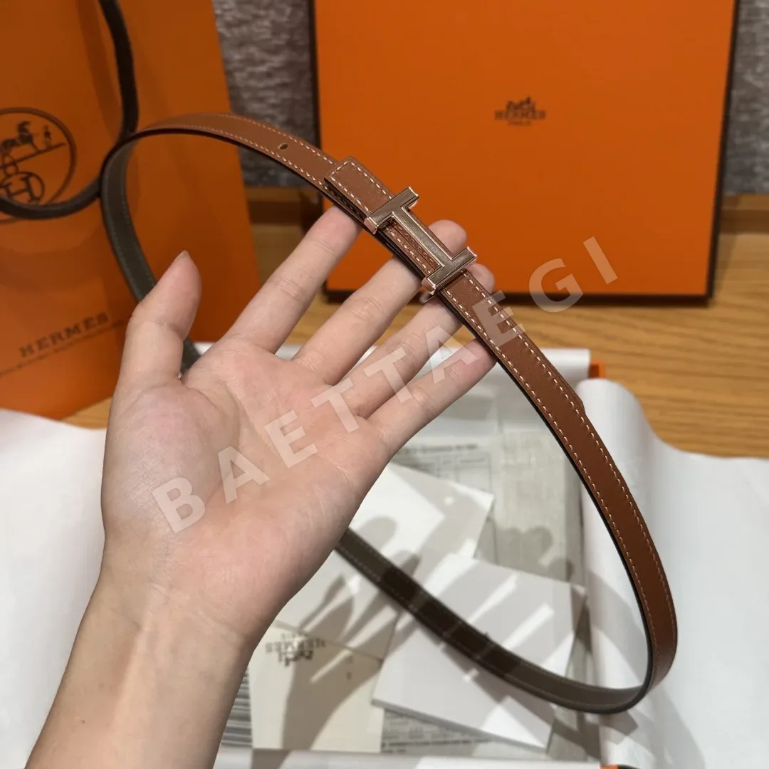 에르메스 미니 H 버클 양면 가죽 벨트 상세 이미지 3