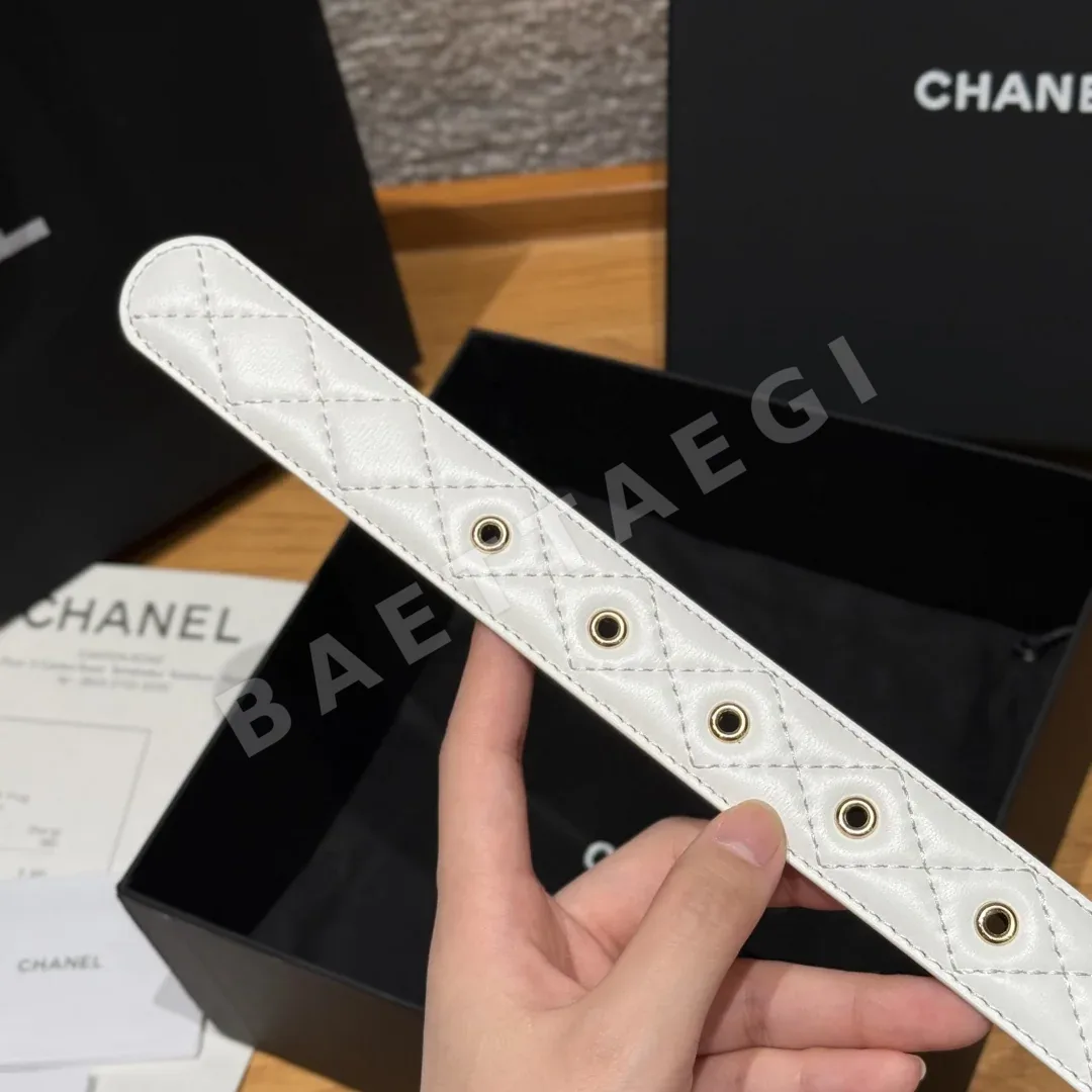 샤넬 더블 C 메탈 로고 램스킨 벨트 상세 이미지 8