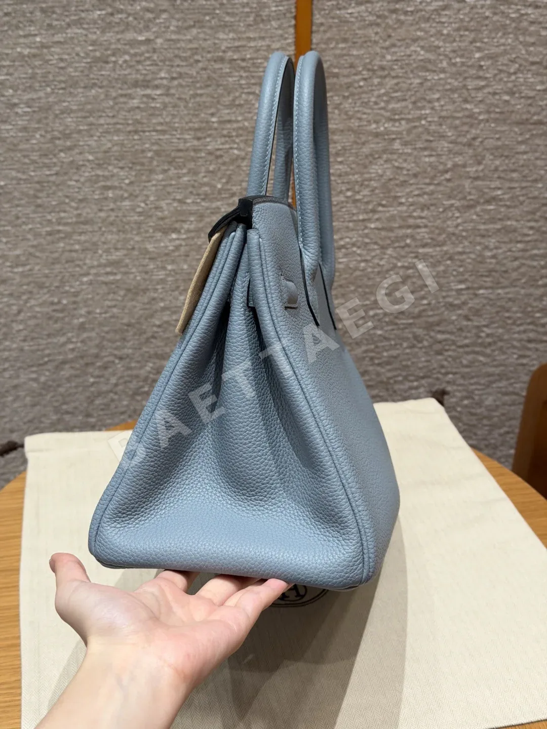 에르메스 버킨 30 린넨블루 토고 가죽 가방 상세 이미지 4