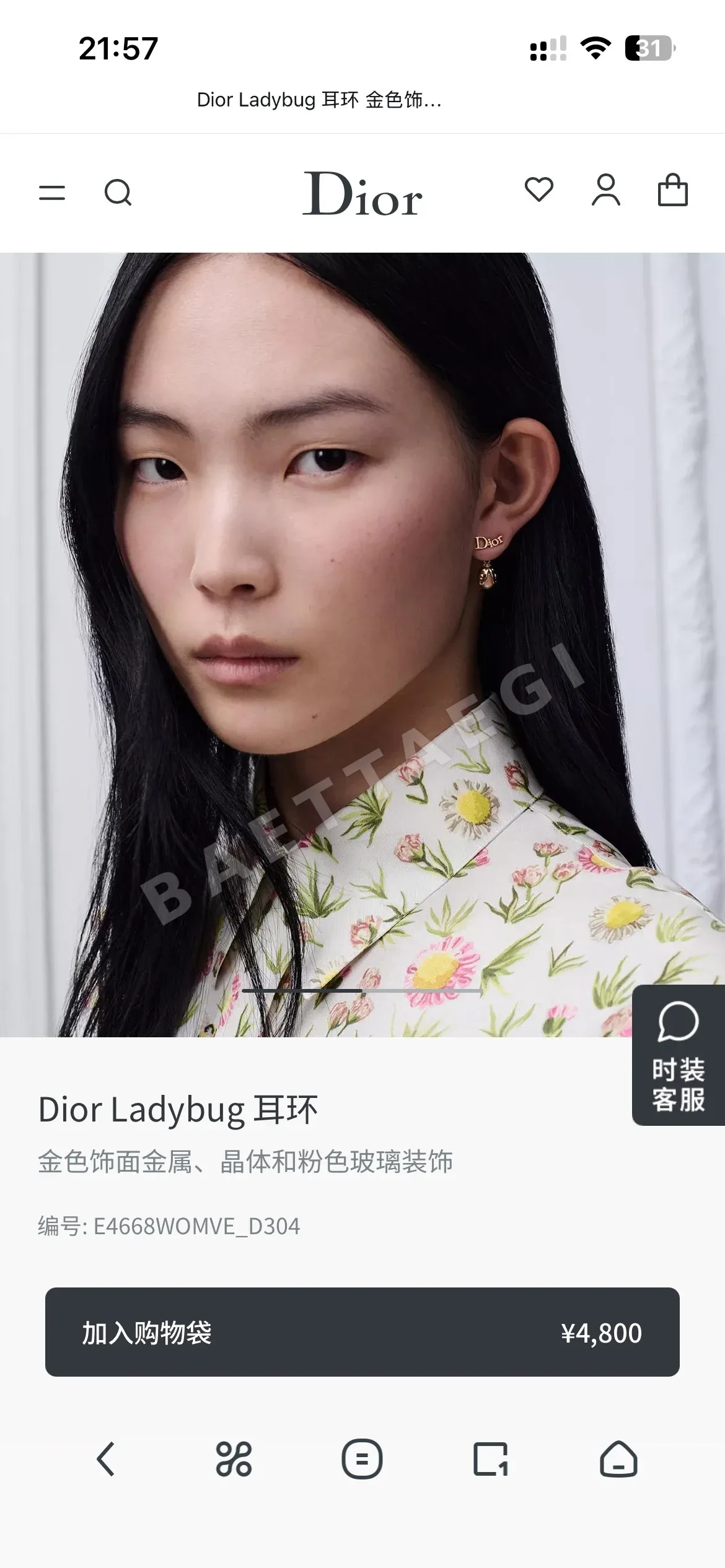 디올 무당벌레 메탈릭 귀걸이 상세 이미지 3