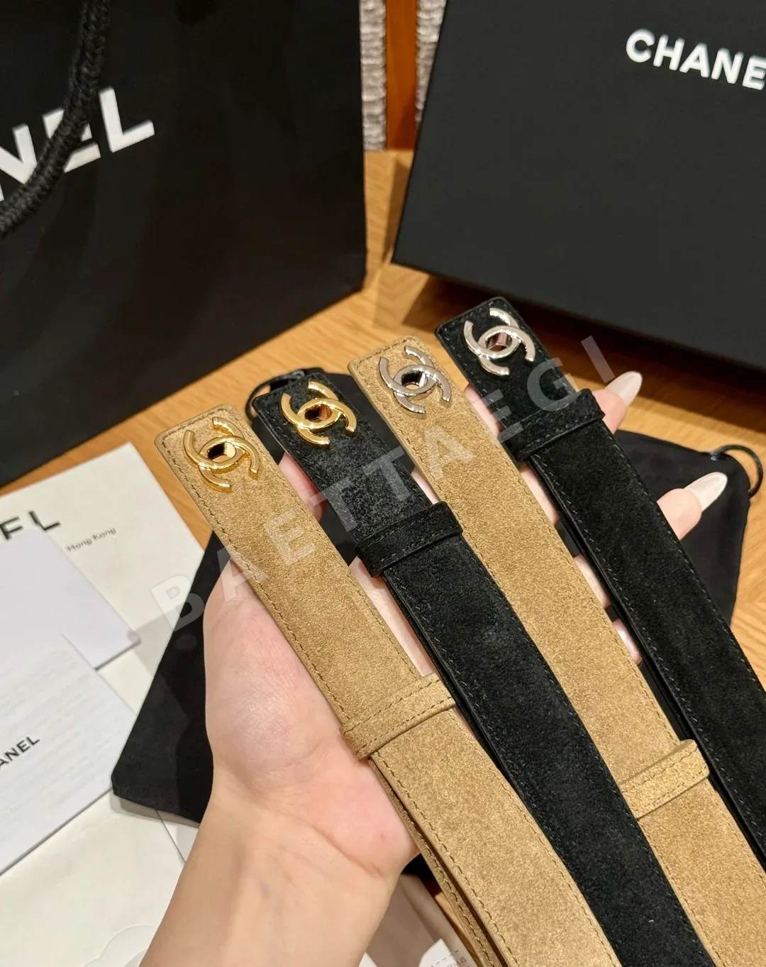 샤넬 스웨이드 메탈 버클 벨트 상세 이미지 8
