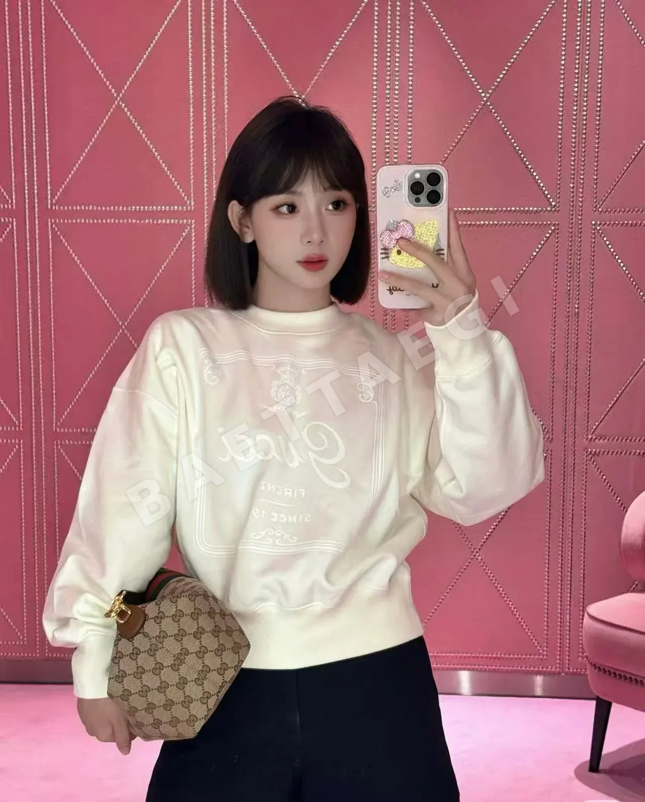 구찌 레터 프린트 크루넥 긴팔 스웨트셔츠 91651