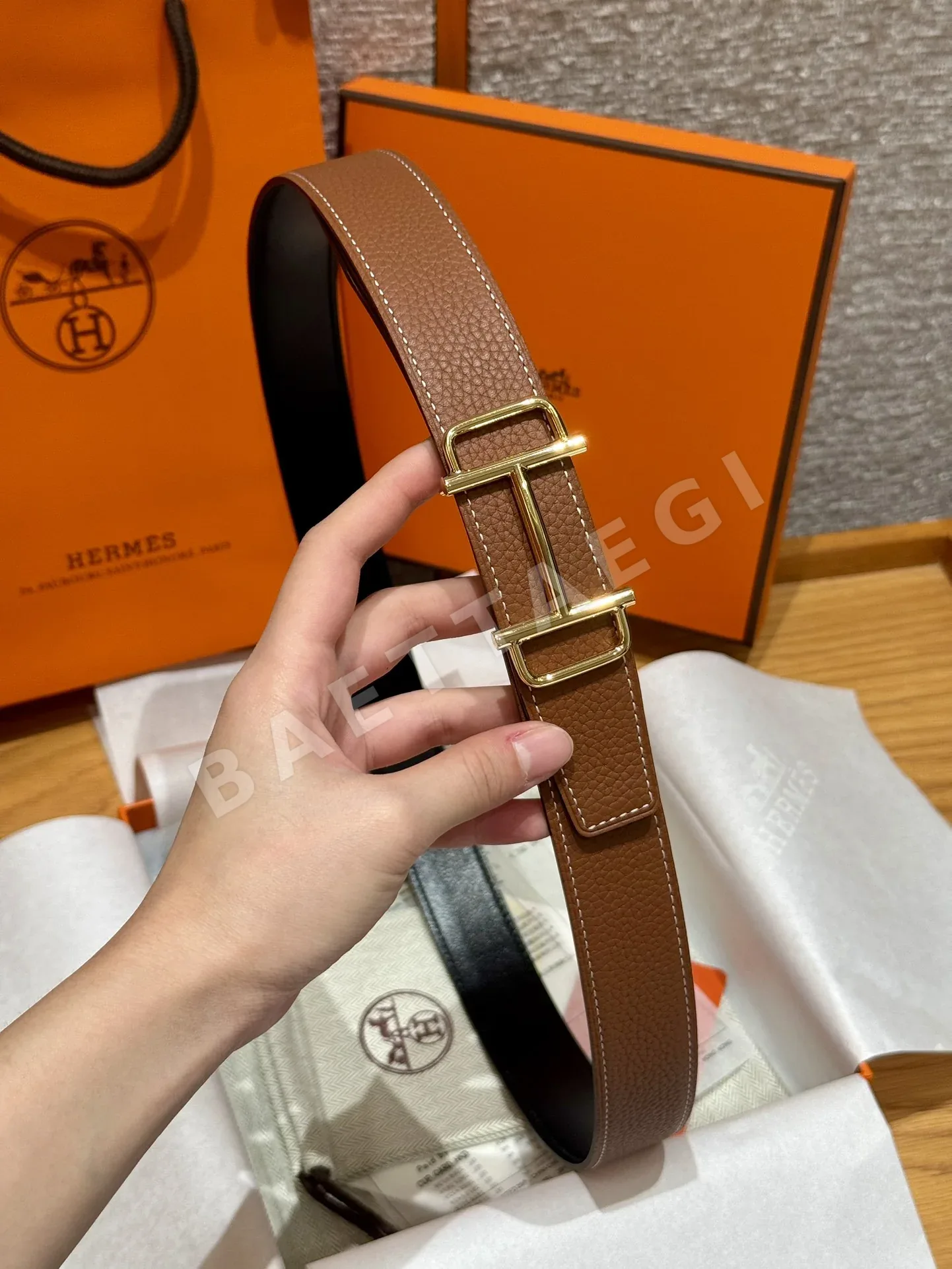 에르메스 리버시블 메탈 버클 남성 벨트 상세 이미지 2