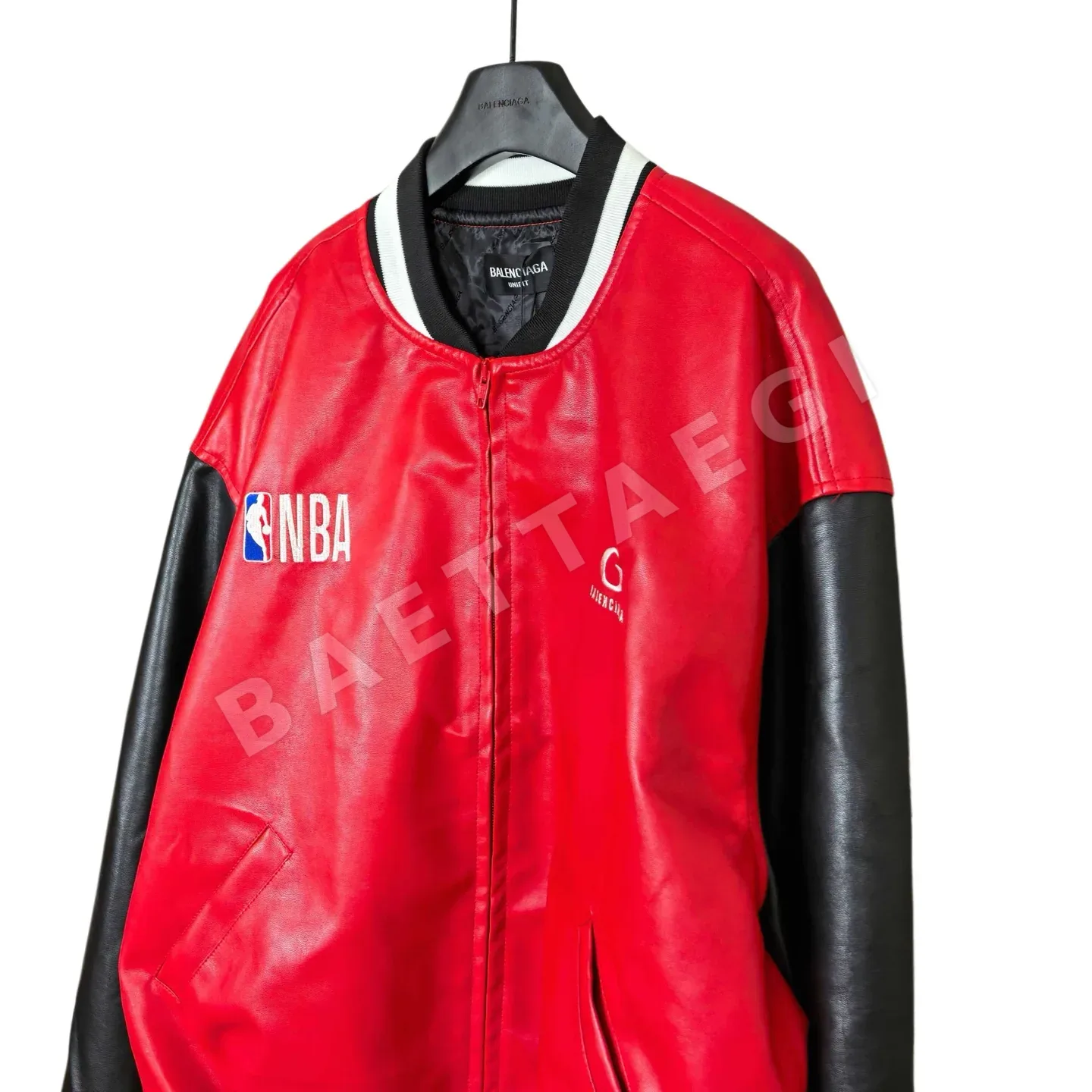 발렌시아가 NBA 콜라보 가죽 베이스볼 자켓 상세 이미지 8