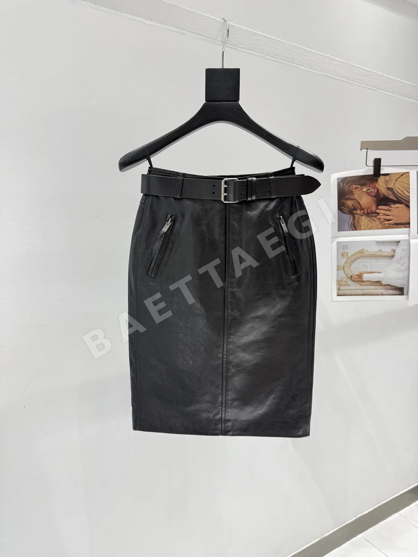 생로랑 가죽 여성 스커트 206759