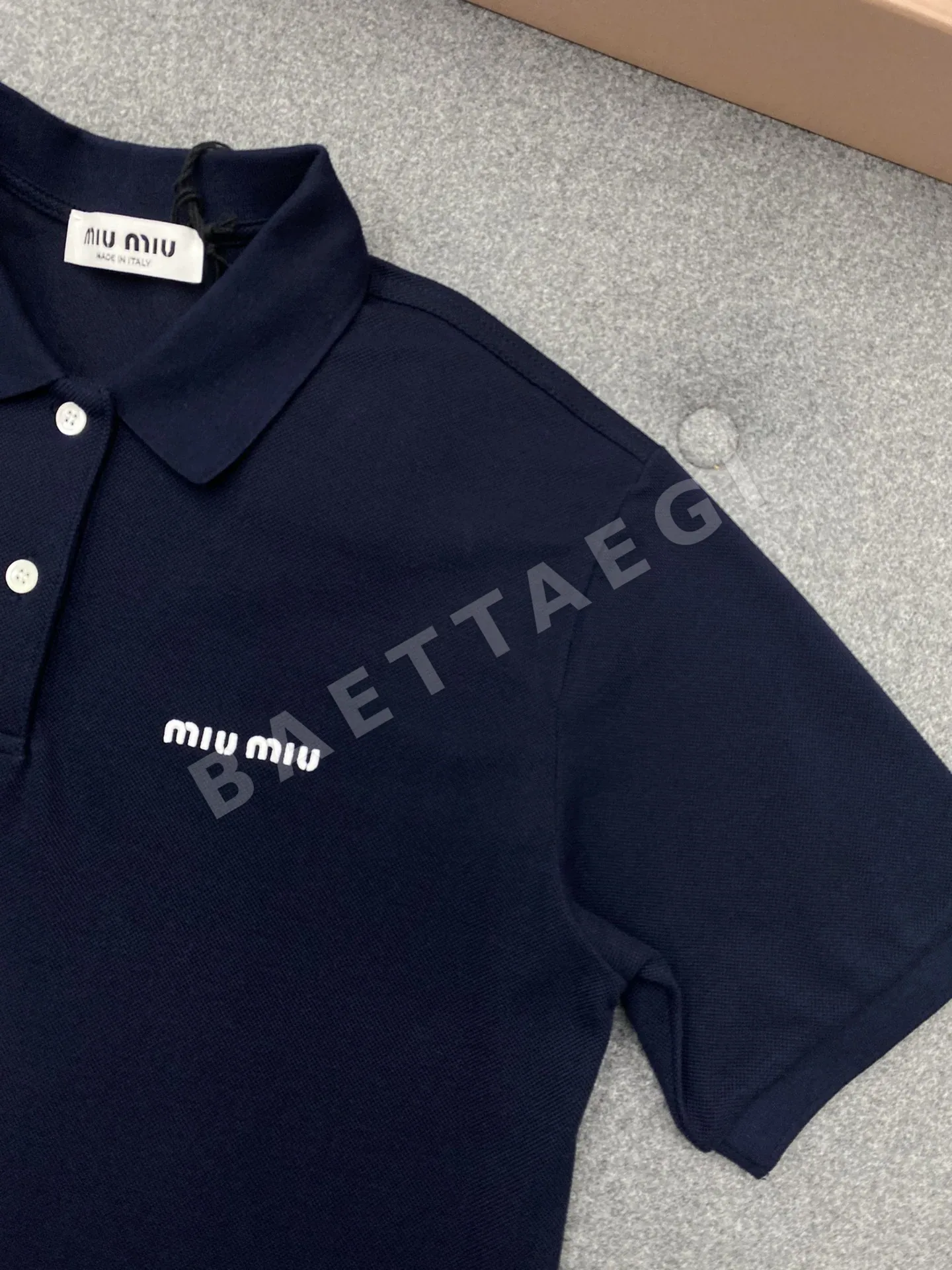 미우미우 여성 니트 코튼 반팔 폴로셔츠 상세 이미지 7