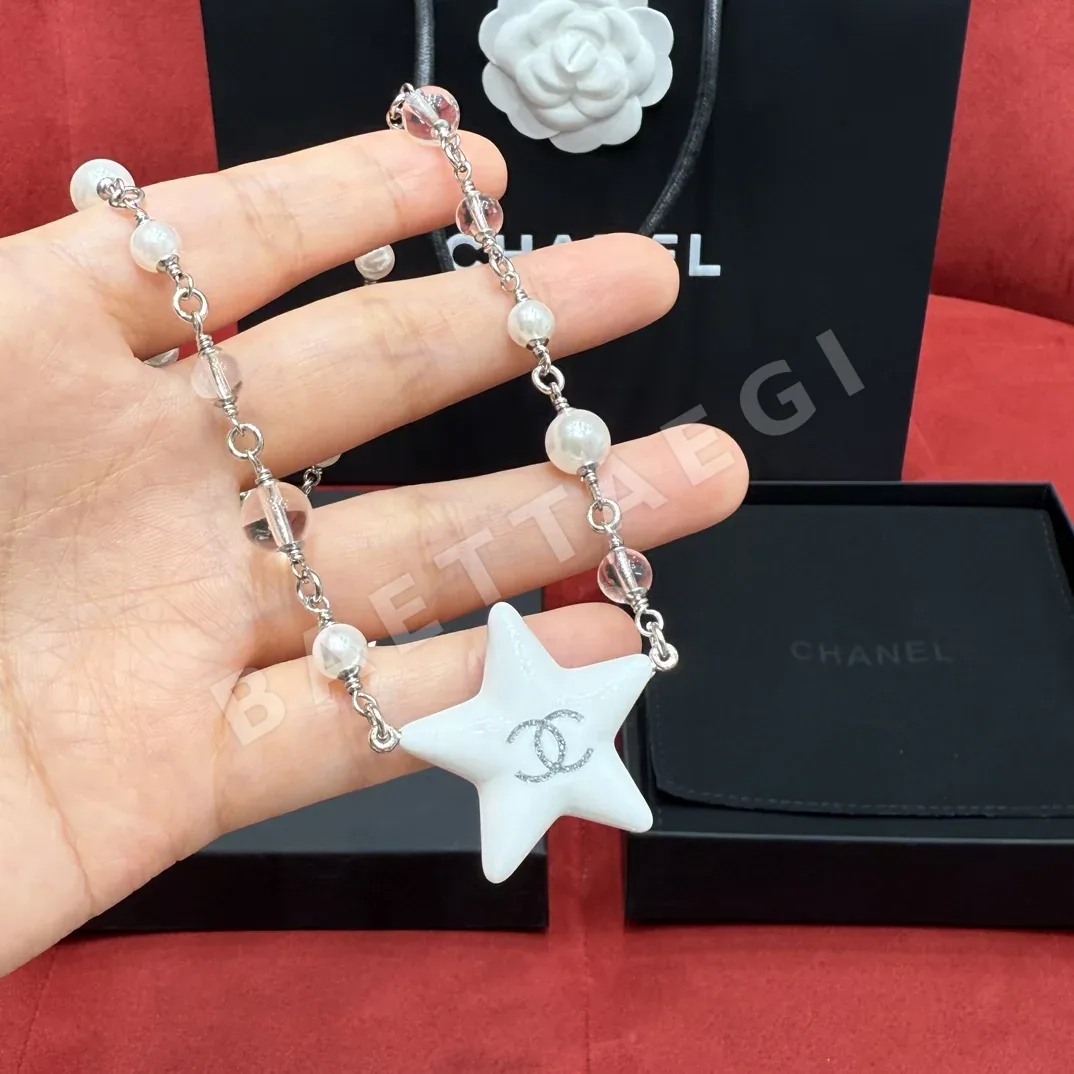 샤넬 실버 스타 크리스탈 진주 목걸이 상세 이미지 3