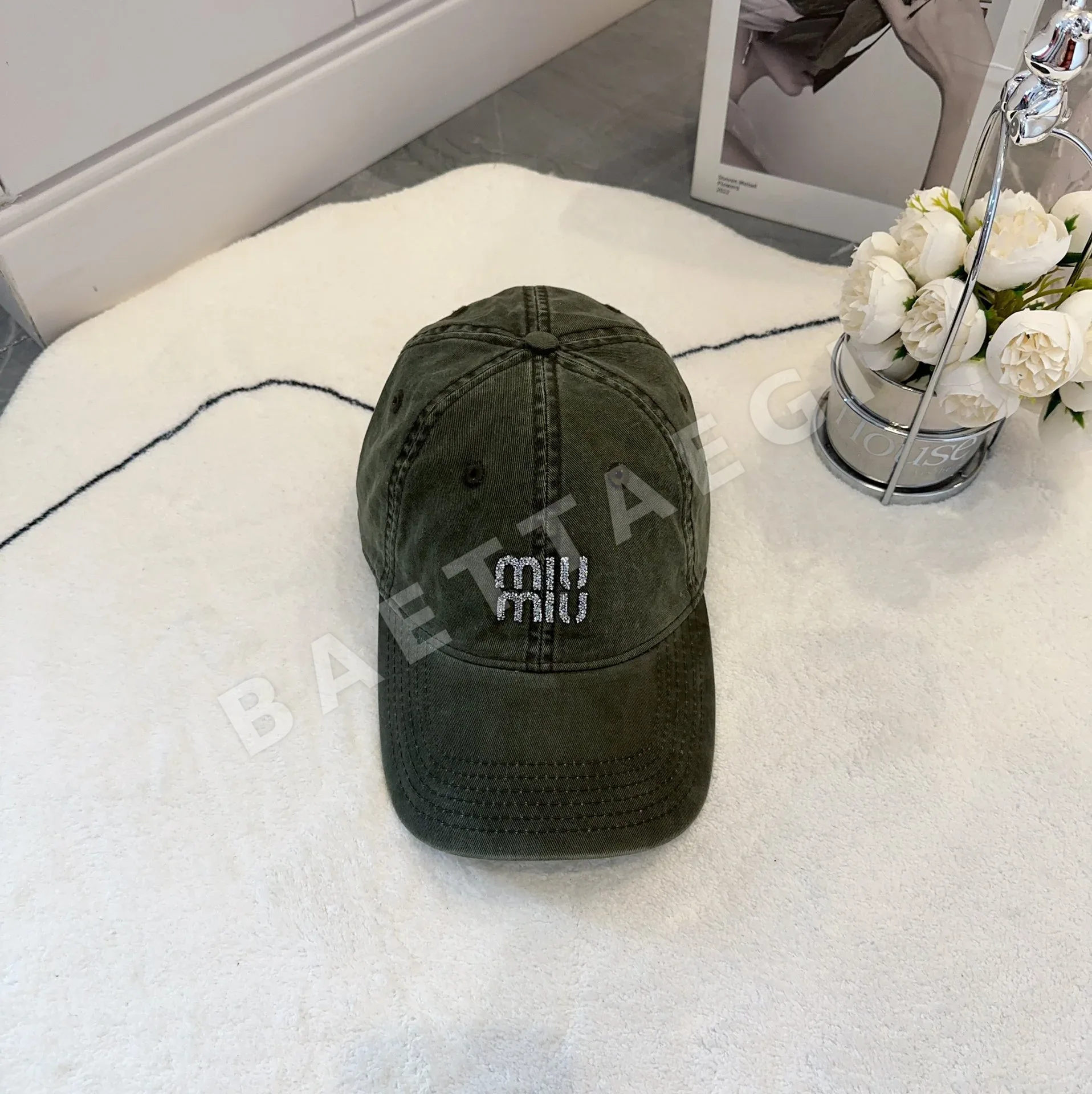 미우미우 레터 타이다이 워시드 베이스볼 모자 81096
