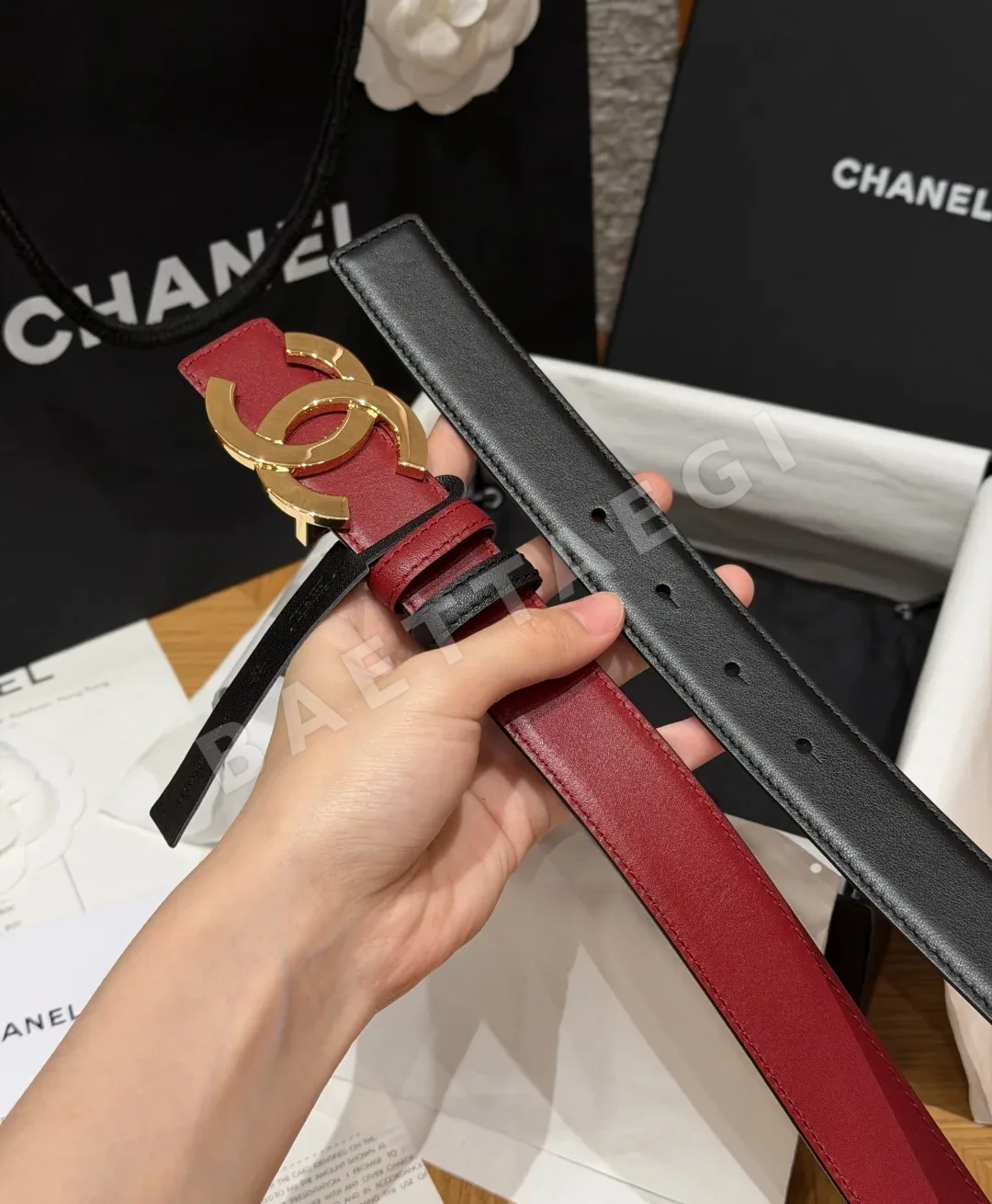 샤넬 더블 C 버클 가죽 벨트 상세 이미지 8
