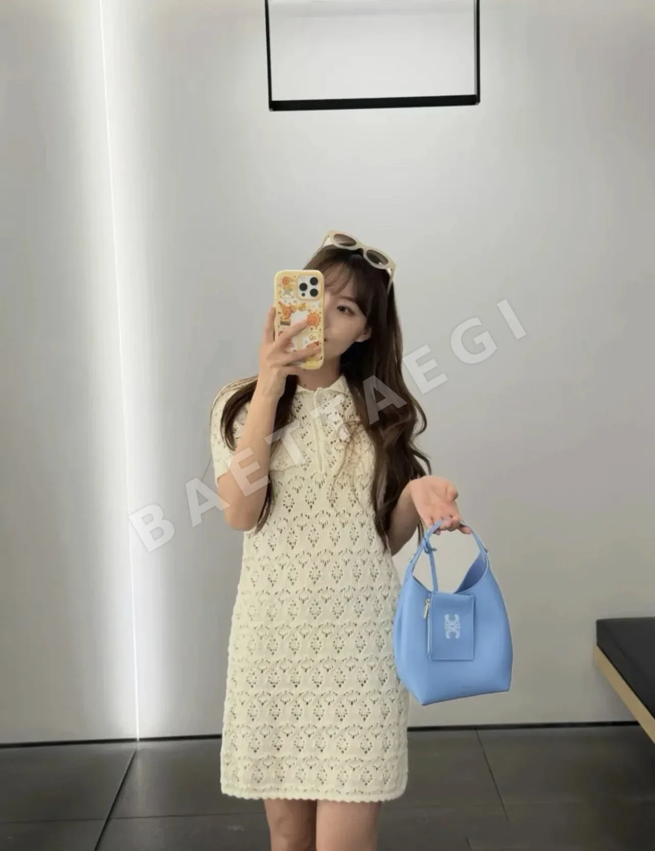 셀린느 시스루 니트 반소매 미들 원피스 상세 이미지 7