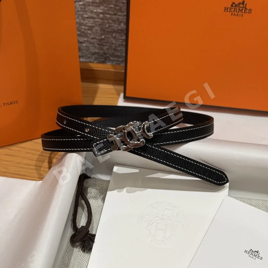 에르메스 JD350-H 양면 가죽 슬림 벨트 175736