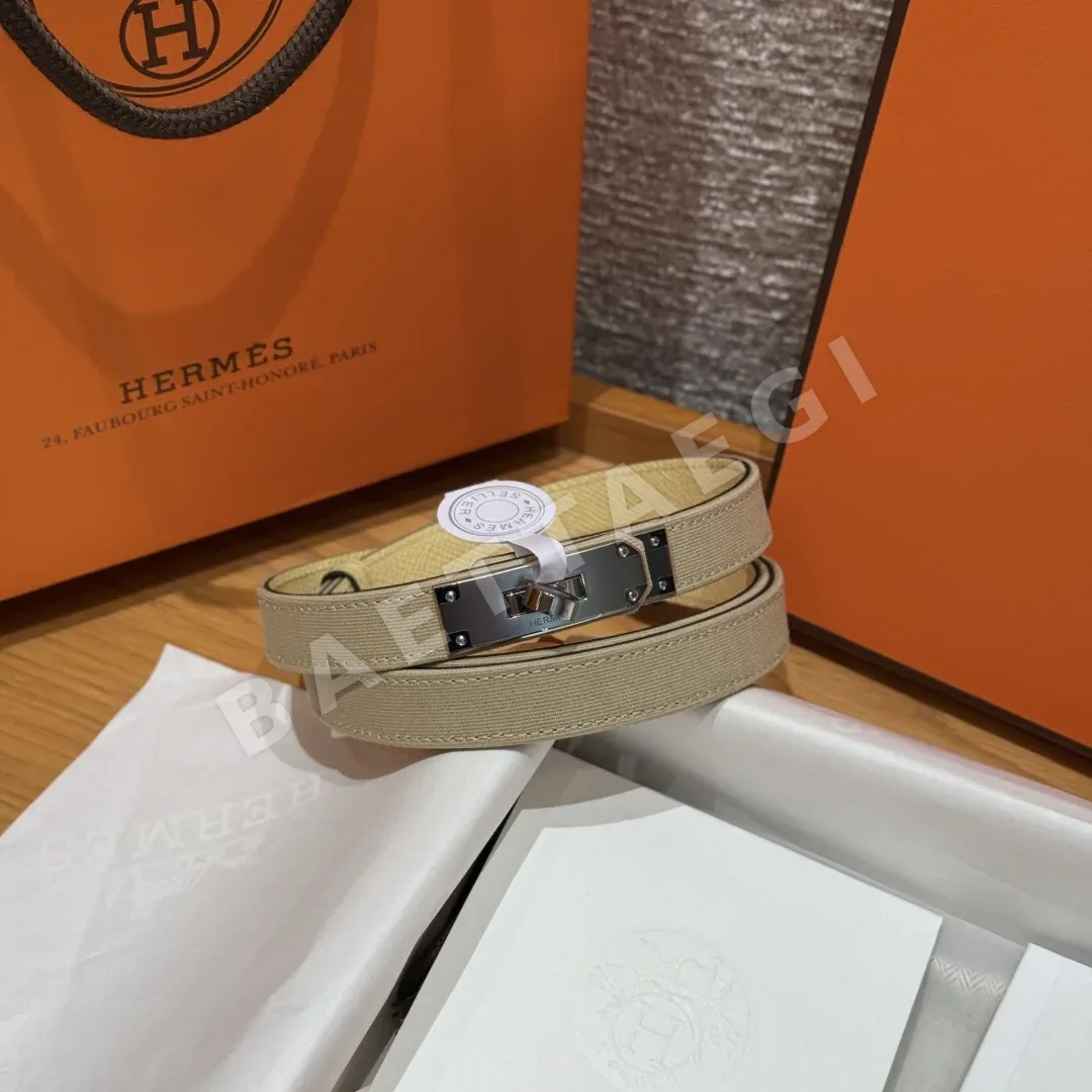 에르메스 앱송 카프스킨 캠버스 켈리 버클 벨트 상세 이미지 3