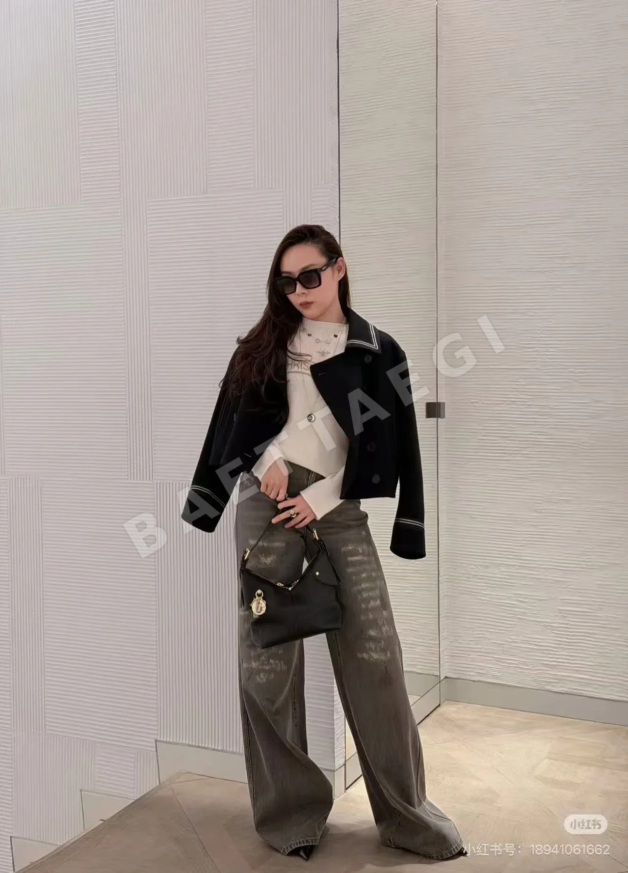 디올 라펠 더블브레스트 울 코트 자켓 198124