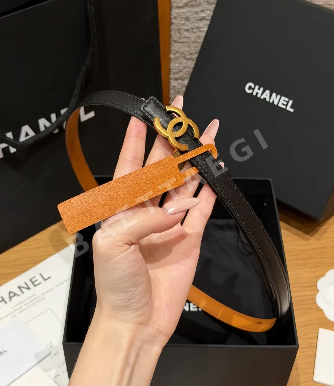 샤넬 더블 C 로고 양면 송아지가죽 벨트 상세 이미지 2