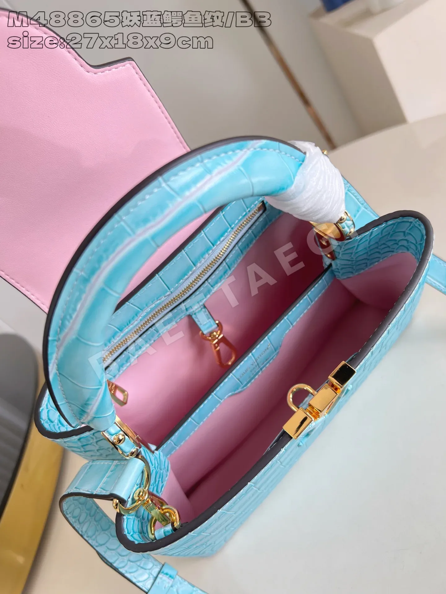 루이비통 M48865 블루 카푸신 핸드백 BB 스몰 상세 이미지 8