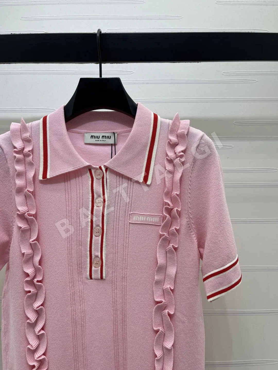미우미우 프릴 카라 니트 반팔 탑 상세 이미지 2