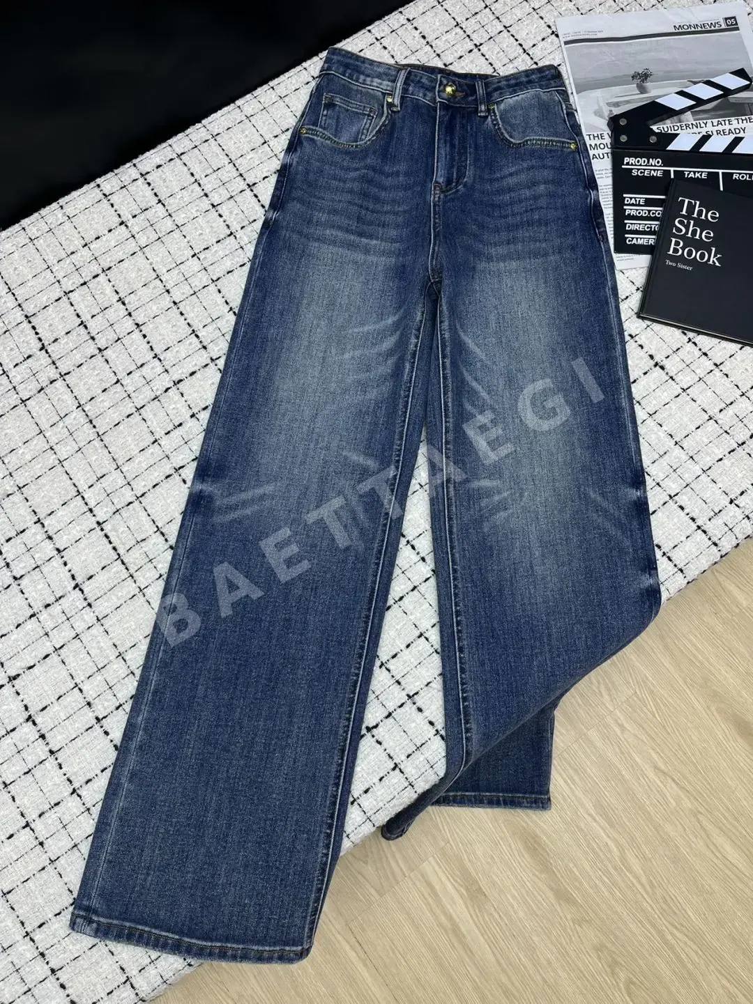 셀린느 컬러블록 자수 로고 스트레이트 레그 바지 상세 이미지 3