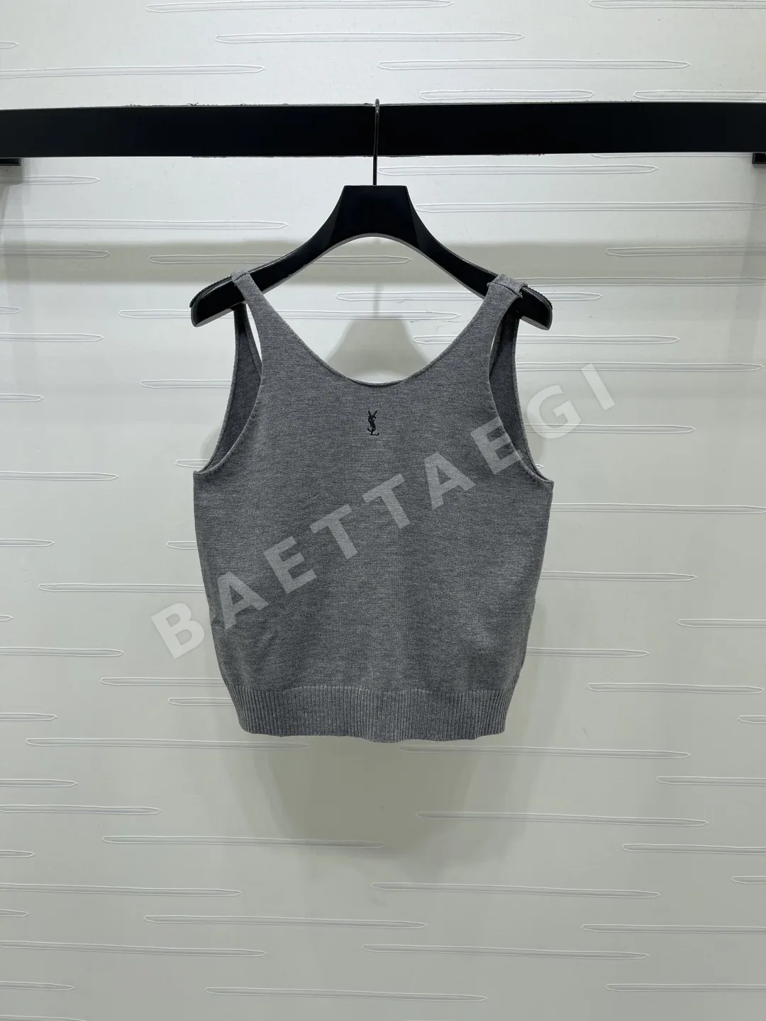 생로랑 여성 리브 코튼 반팔 티셔츠 상세 이미지 2