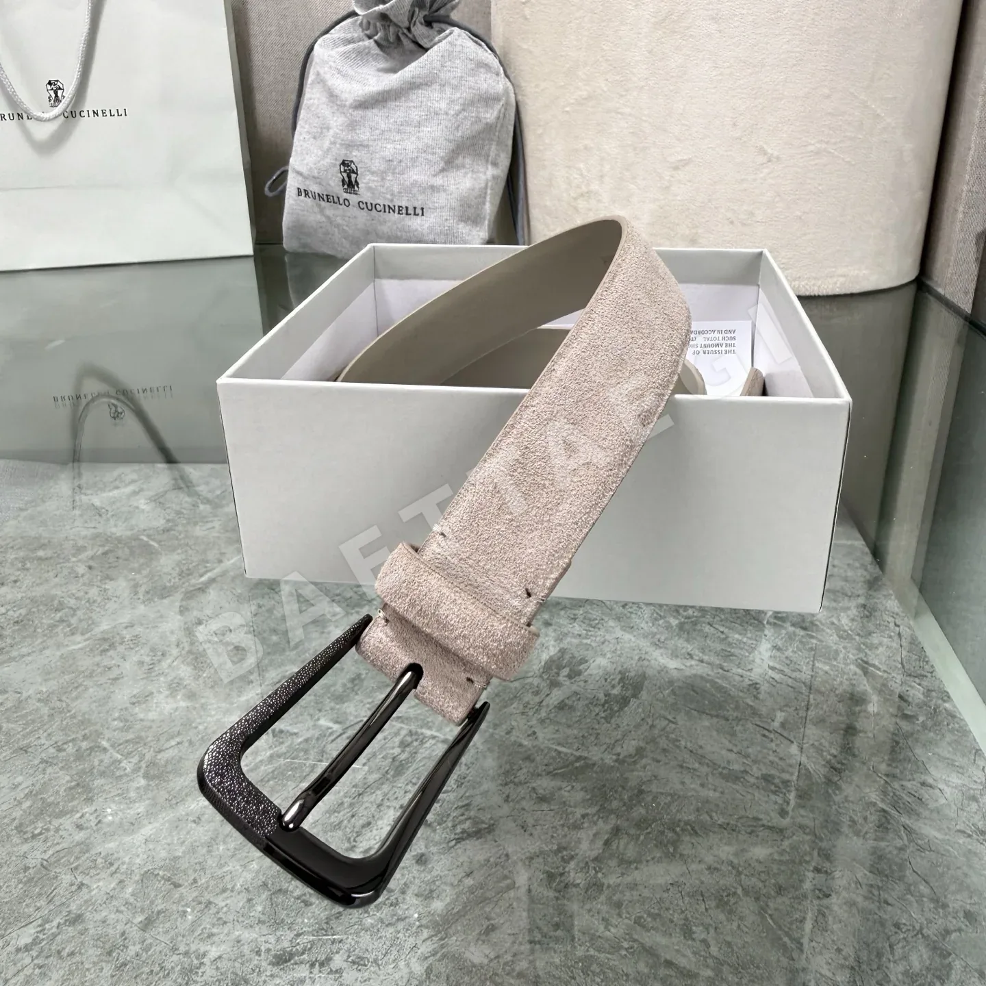 브루넬로쿠치넬리 3.0 와이드 스웨이드 양면 가죽 벨트 상세 이미지 6
