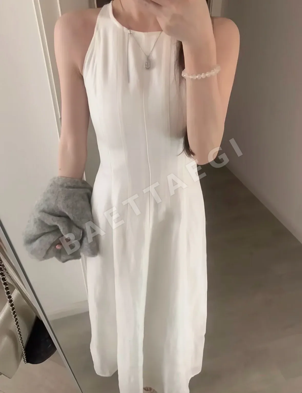 브루넬로쿠치넬리 화이트 린넨 민소매 맥시 원피스 상세 이미지 8