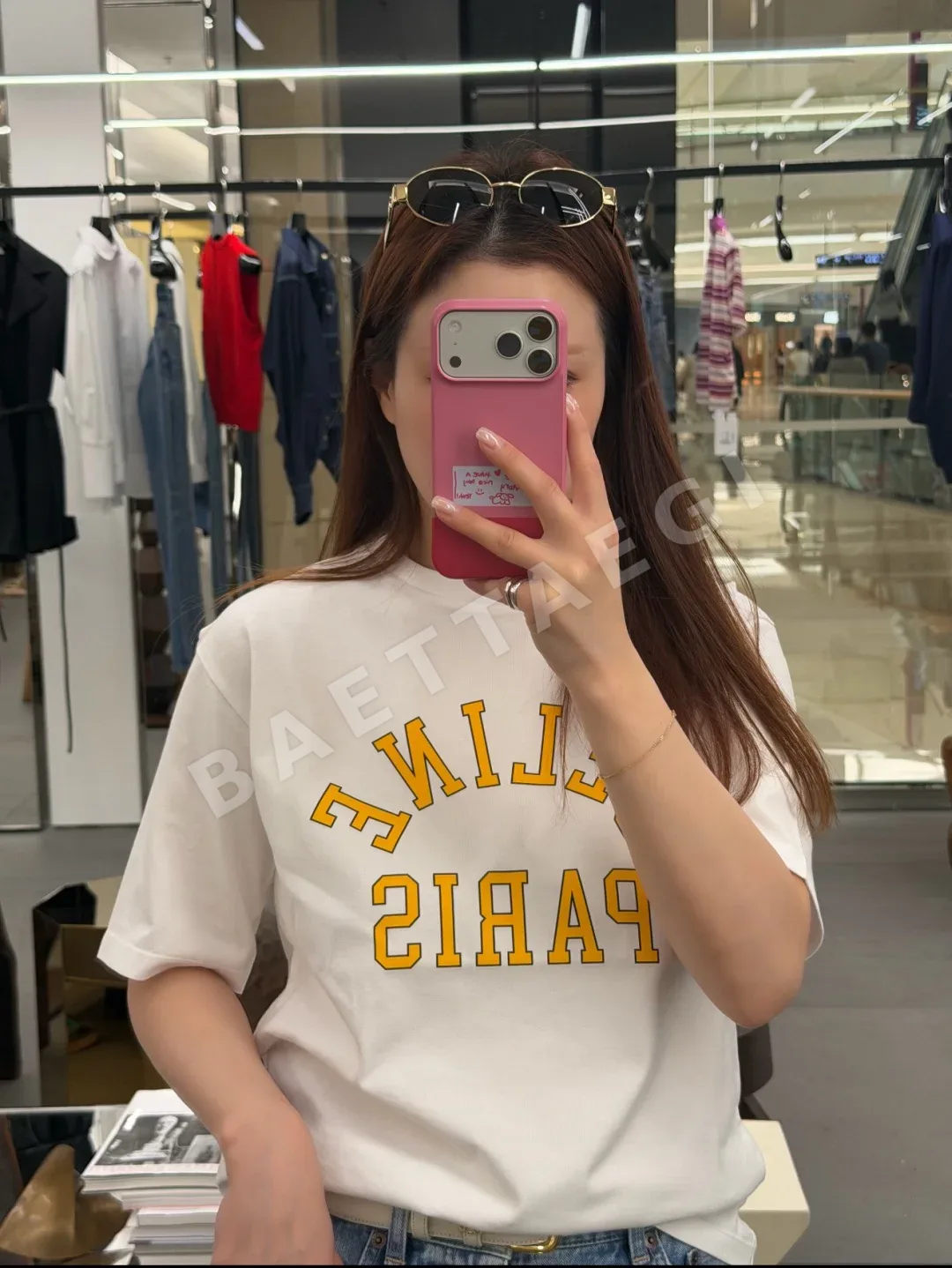 셀린느 컬러 블록 문자 프린트 반팔 티셔츠 상세 이미지 8