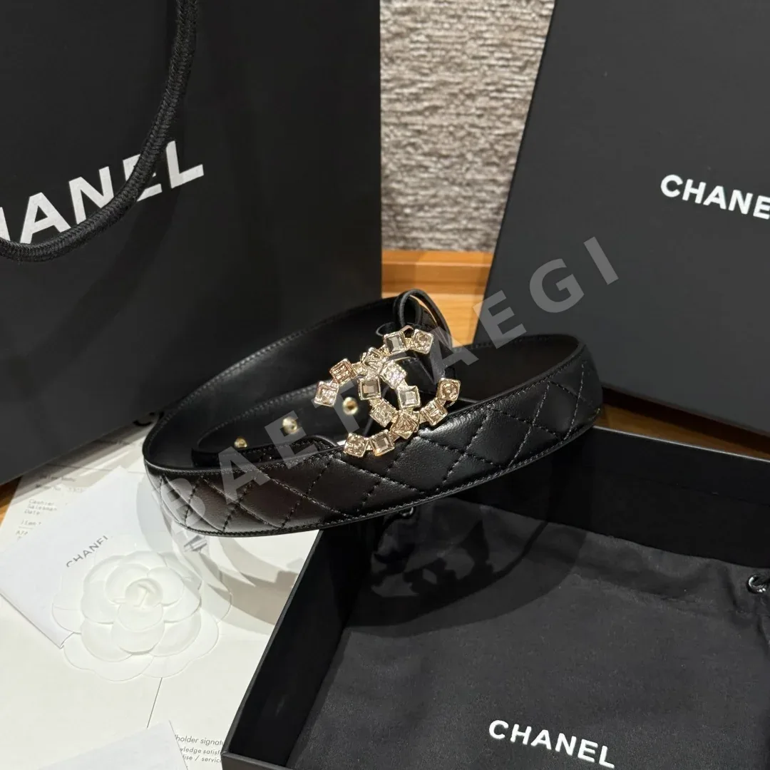 샤넬 더블 C 메탈 로고 램스킨 벨트 상세 이미지 2