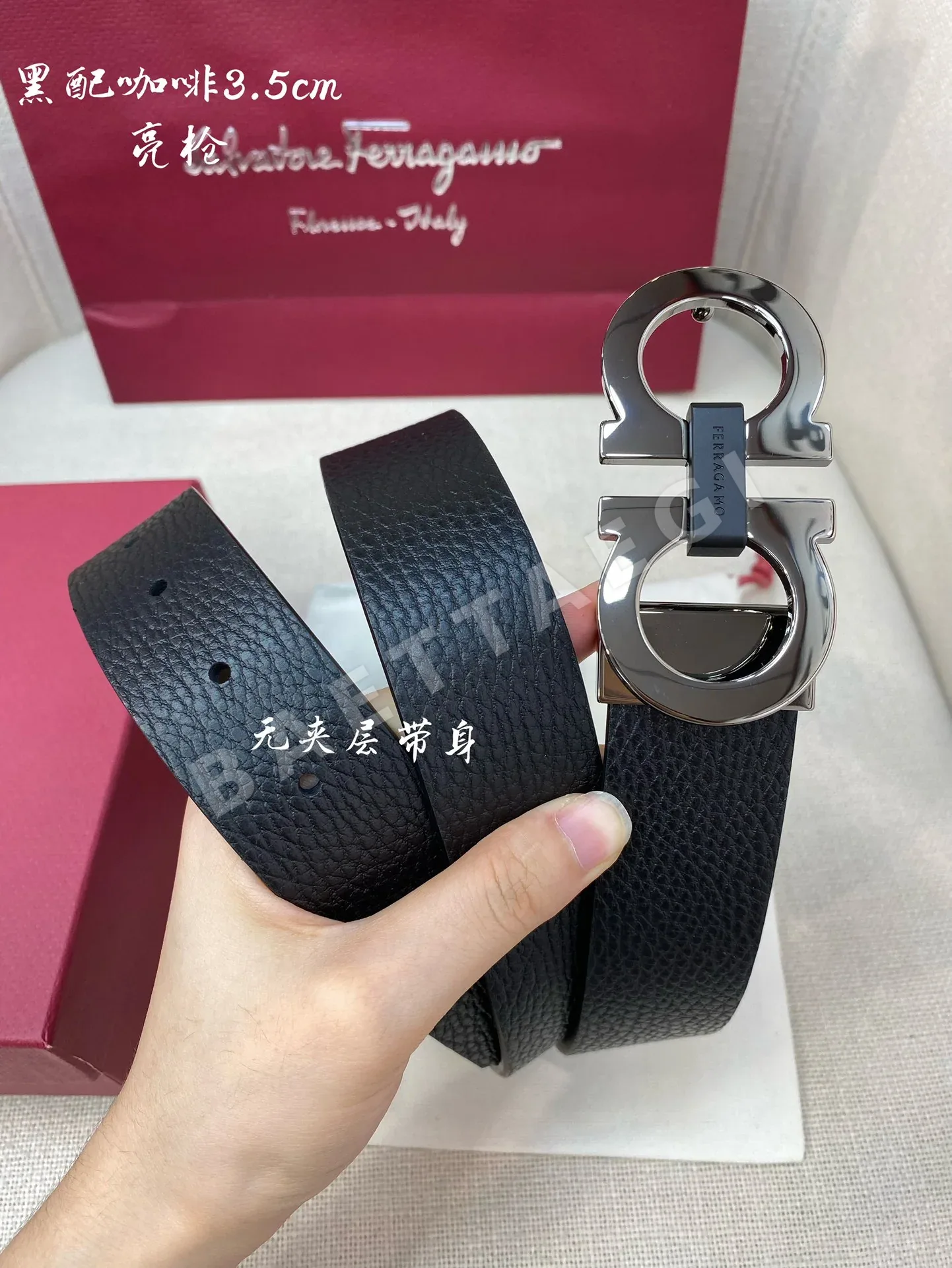 페레가모 천연 가죽 남성 벨트 3.5 CM202500320 상세 이미지 2