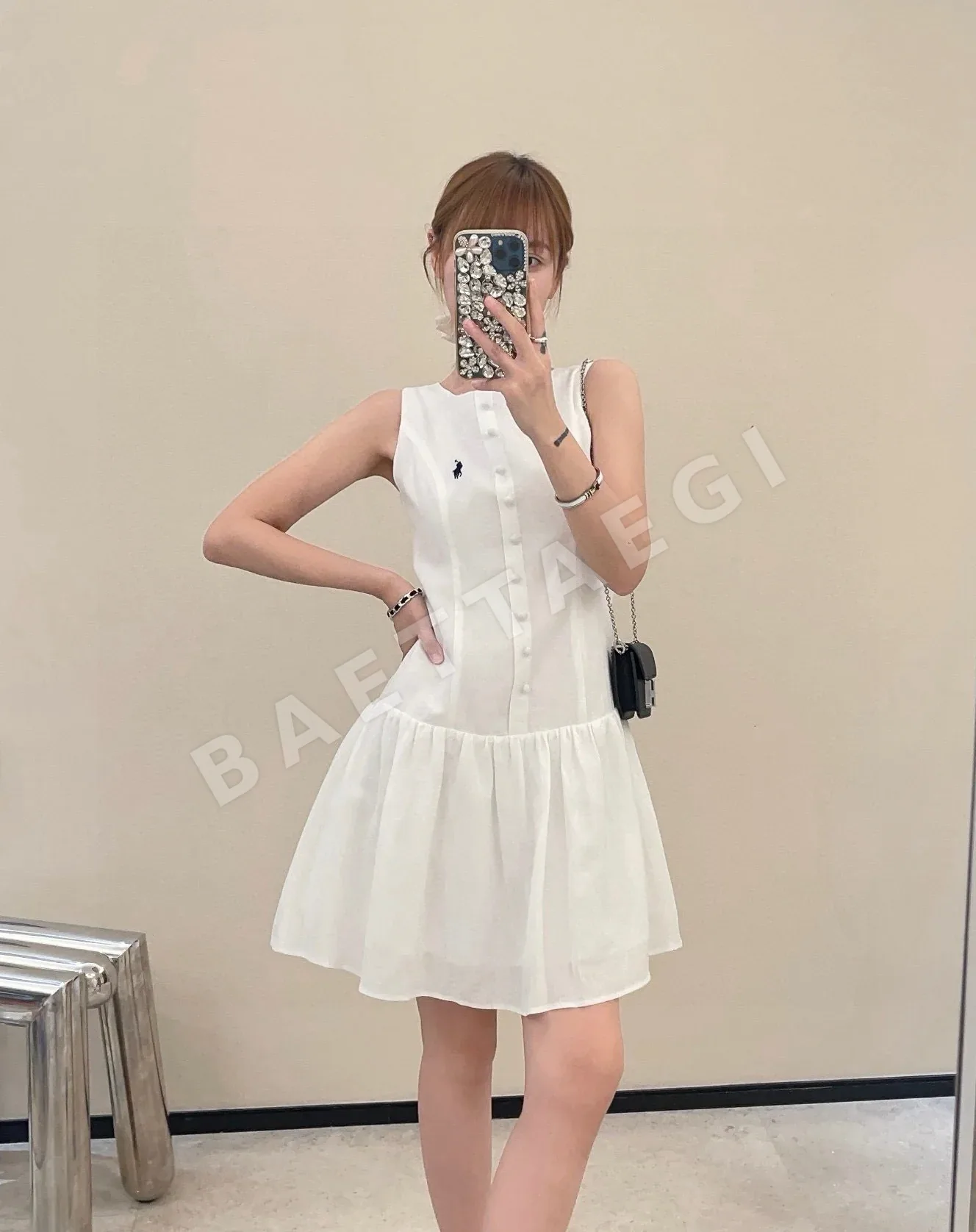 폴로 클래식 포니 자수 카라 노슬리브 여성 원피스 117073