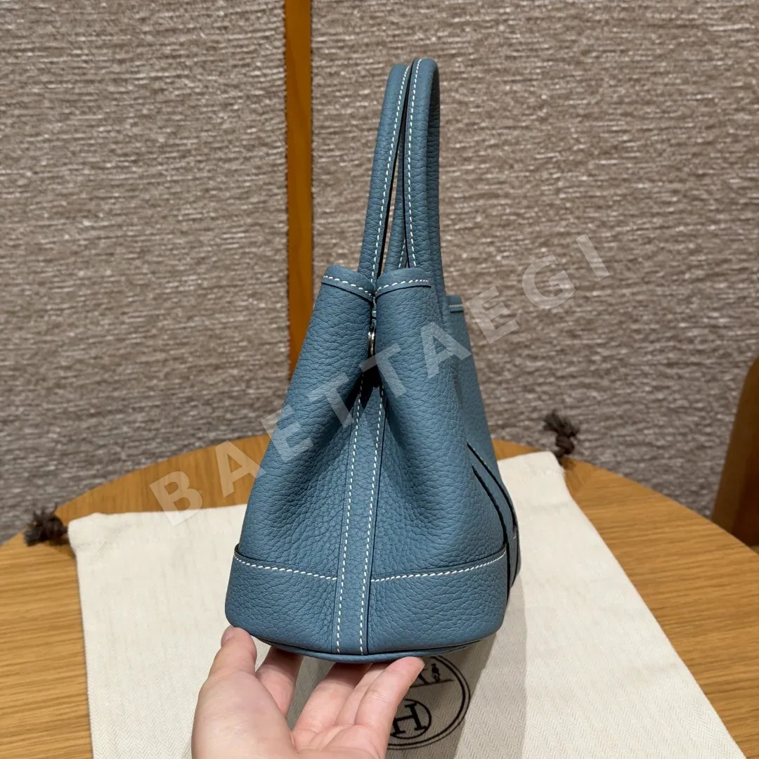 에르메스 가든파티 23 토트백 블루진 네고 가죽 상세 이미지 4