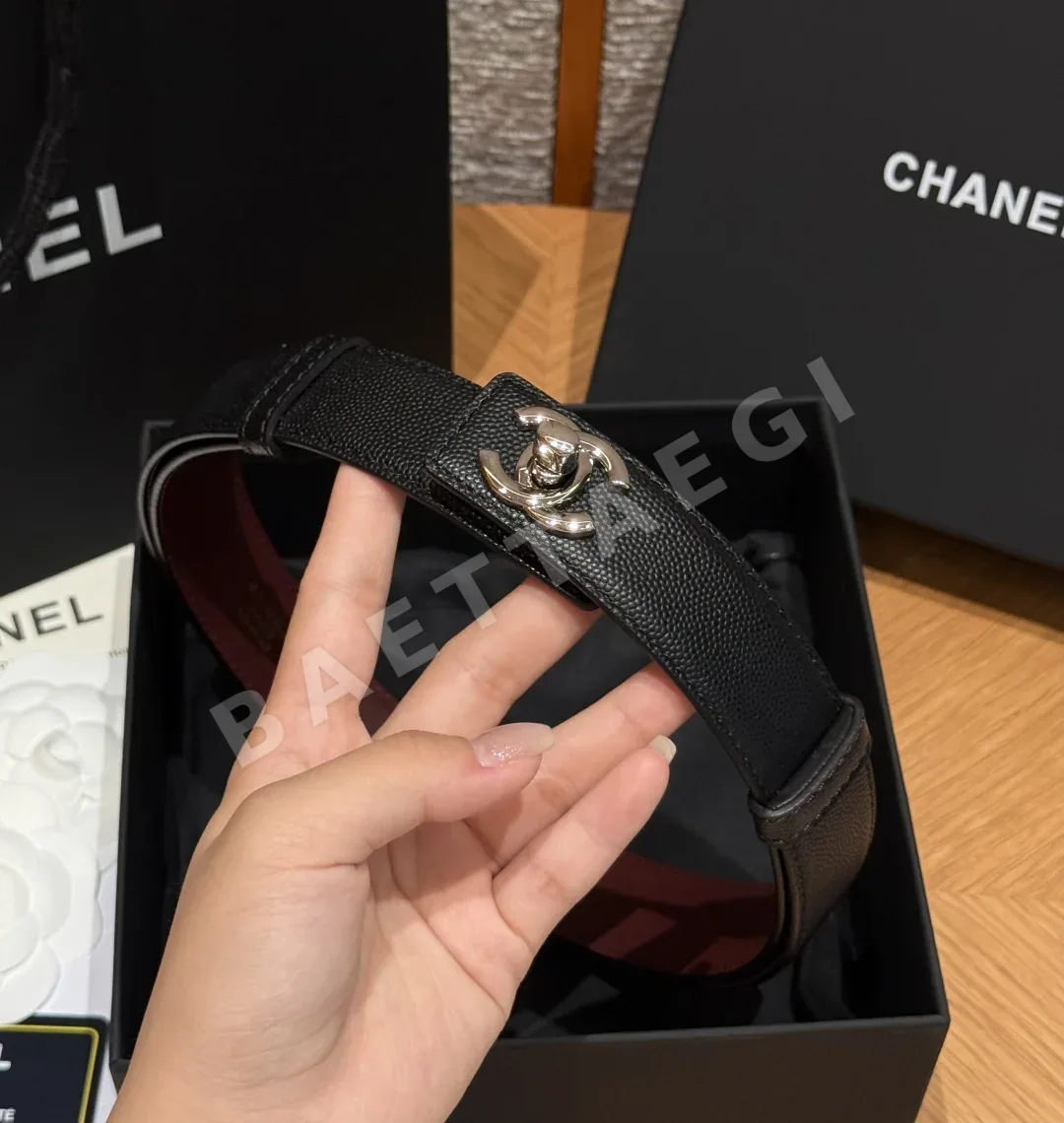 샤넬 레더 25mm 그레인 카프스킨 벨트 상세 이미지 2