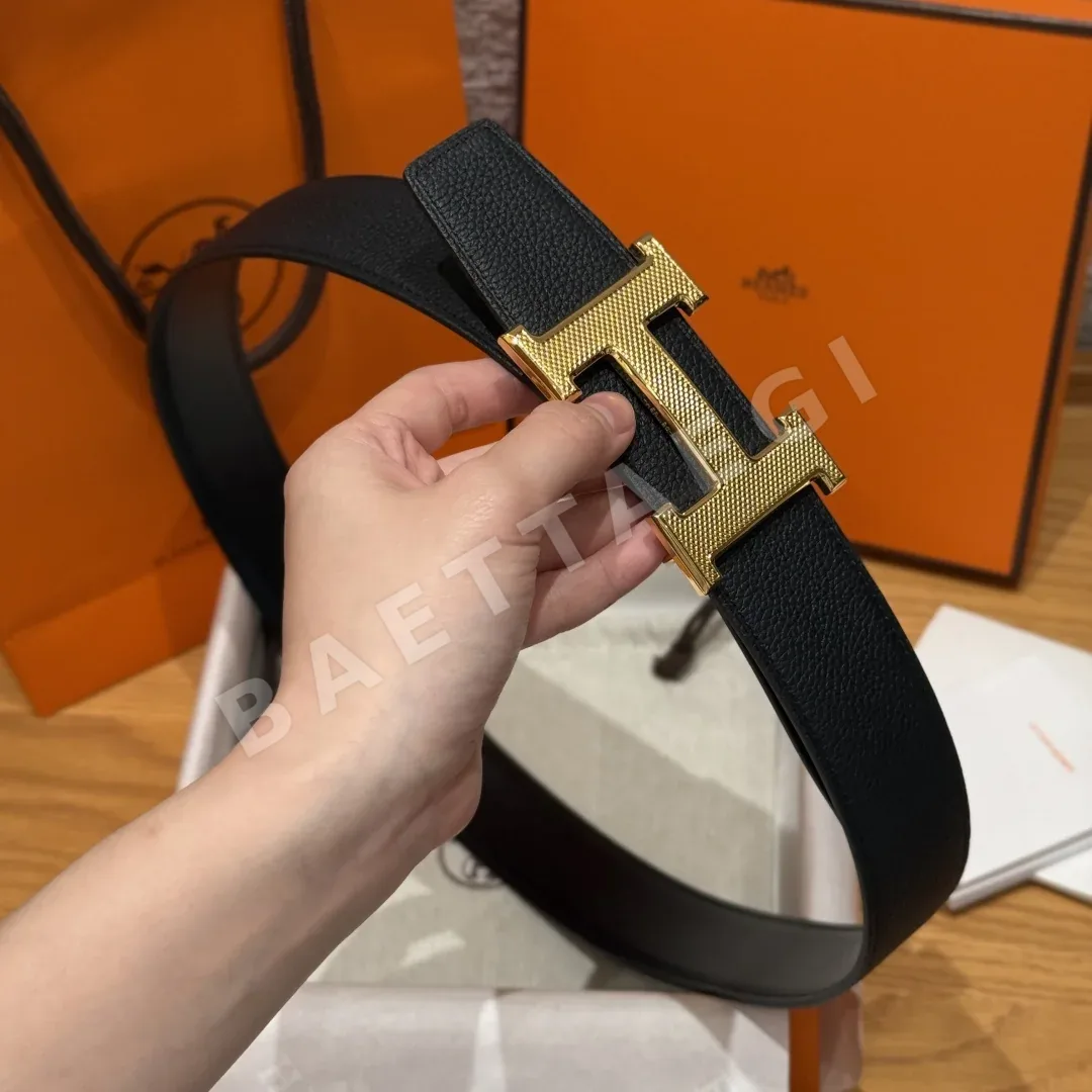 에르메스 팔라듐 도금 버클 양면 가죽 벨트 상세 이미지 3